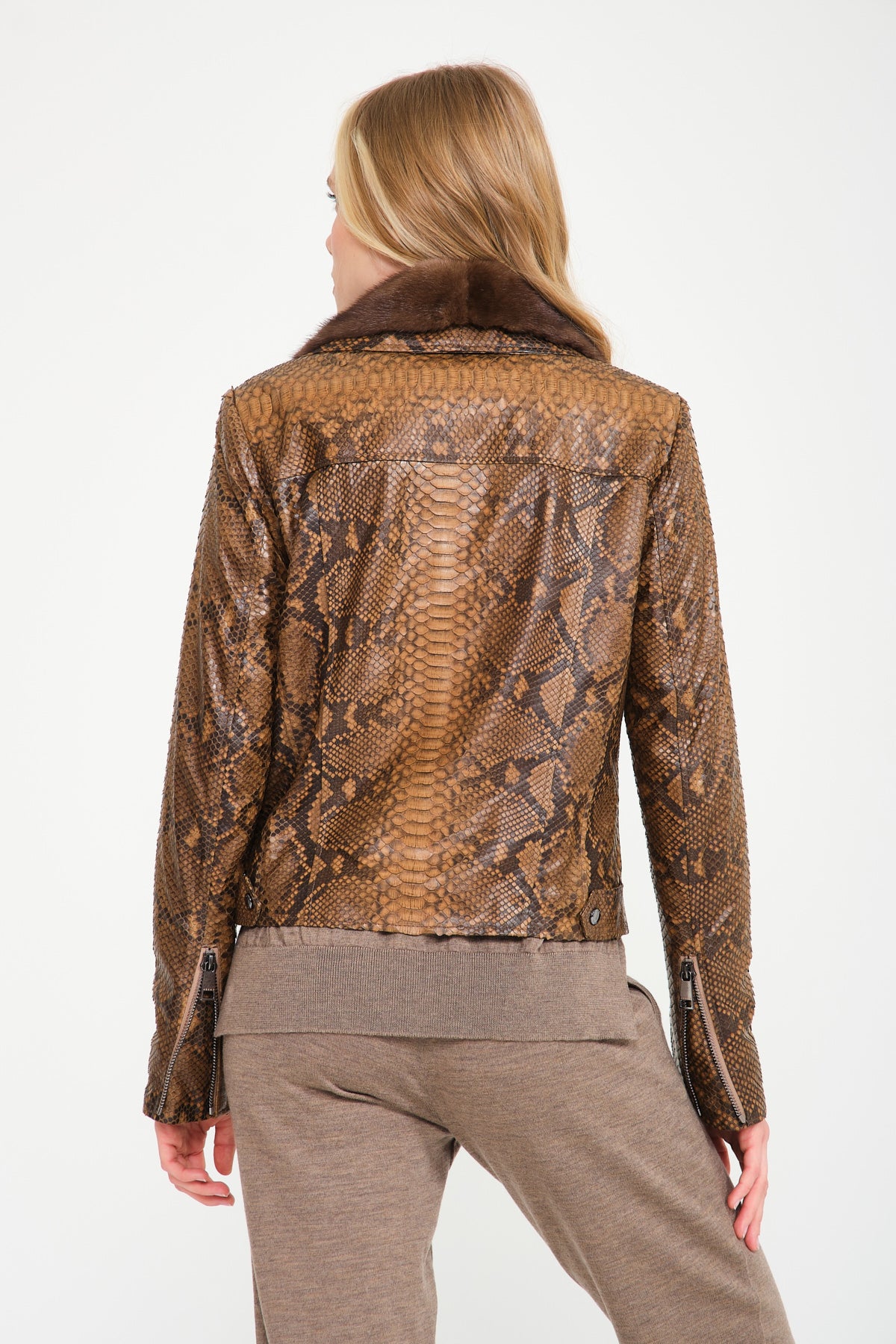 Brown Python Leather Jacket