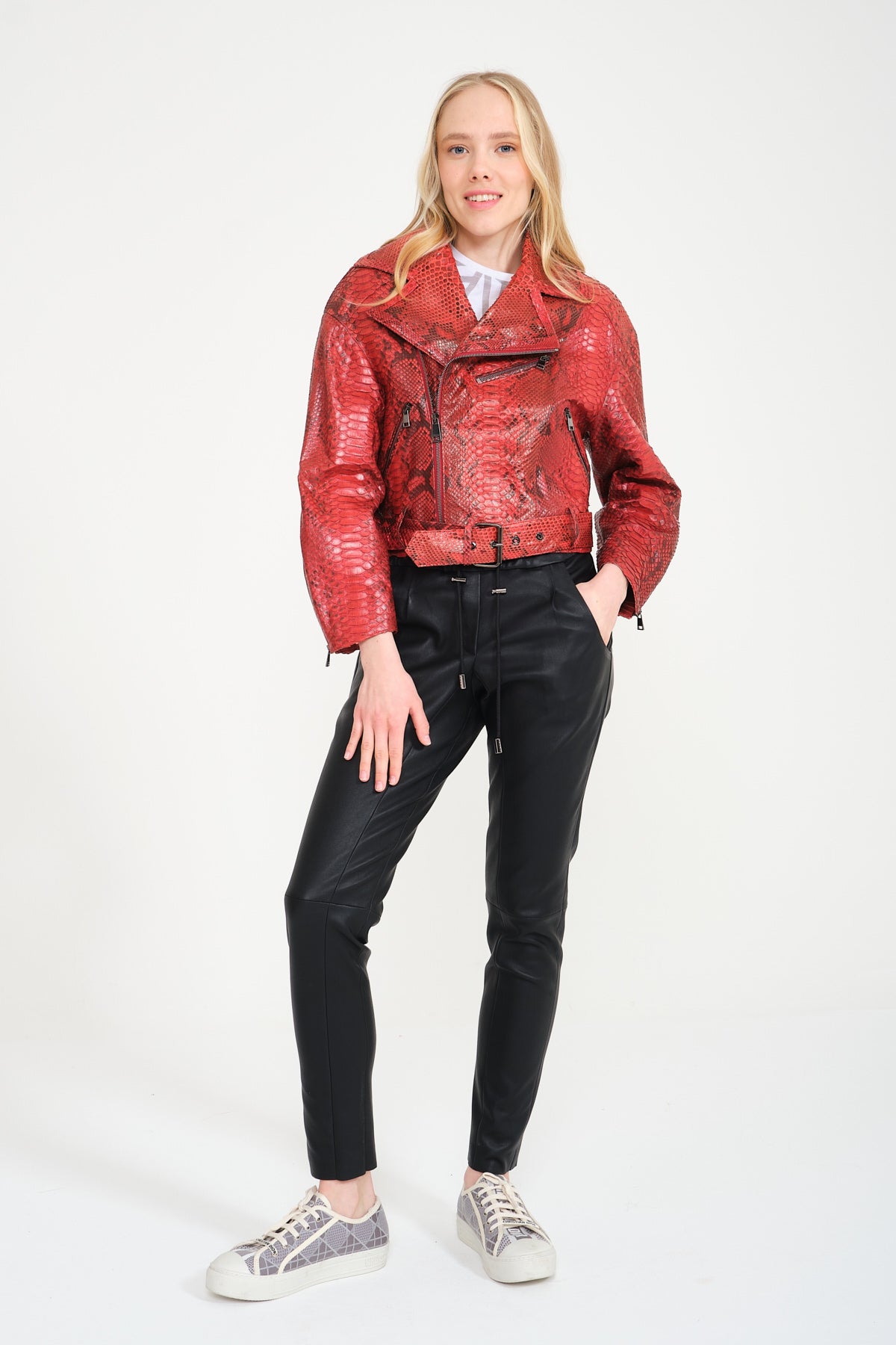 Red Python Leather Jacket