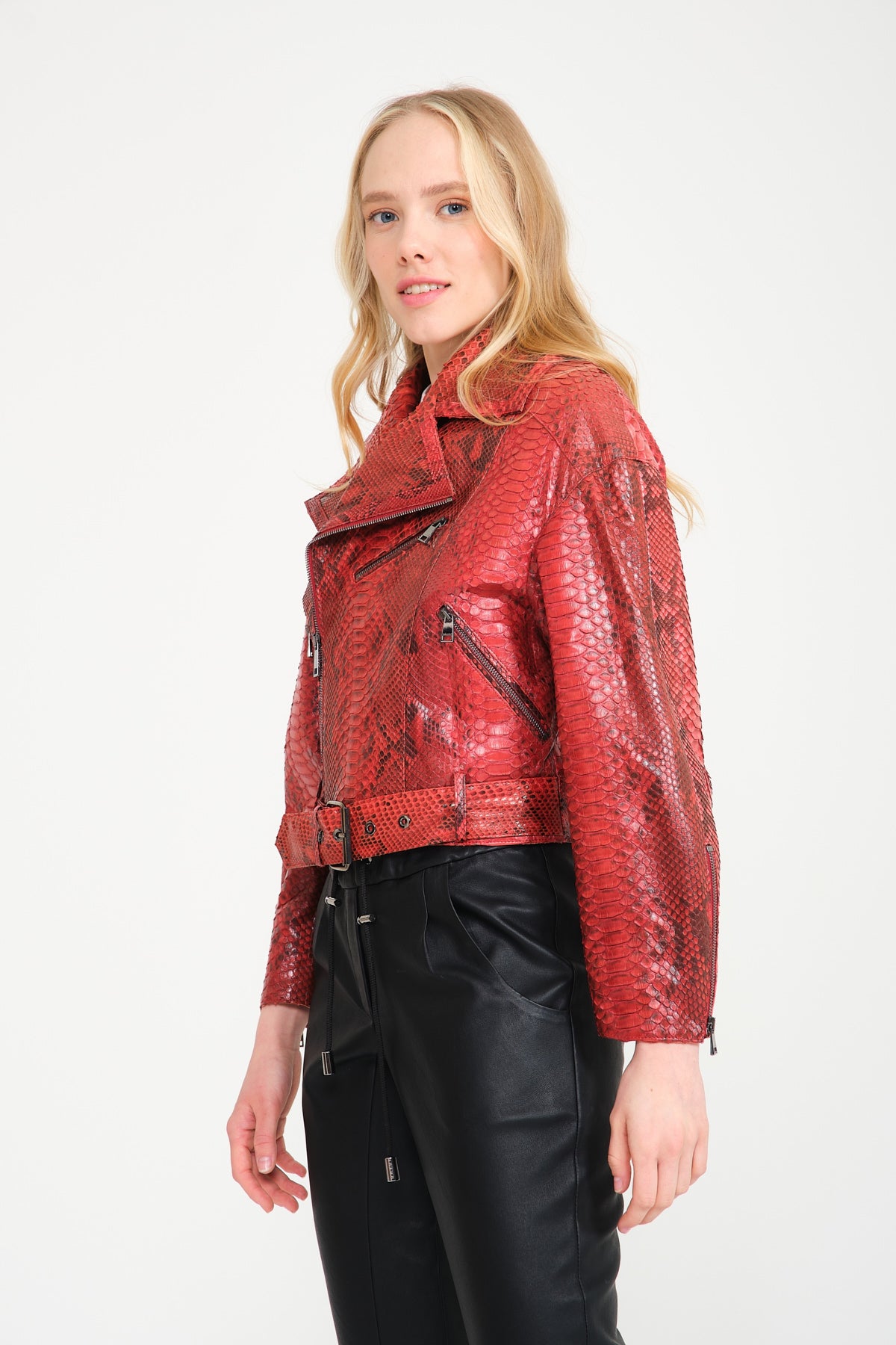Red Python Leather Jacket