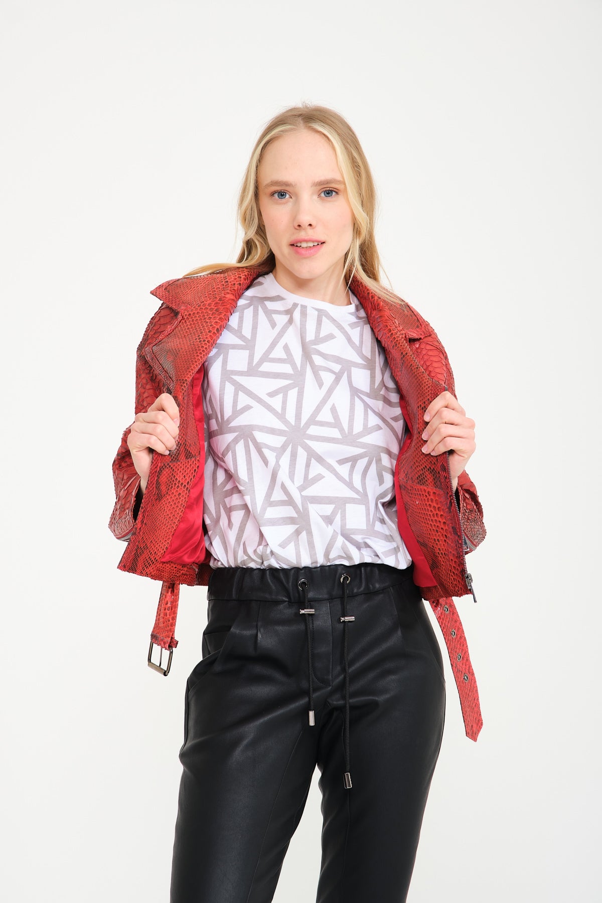 Red Python Leather Jacket