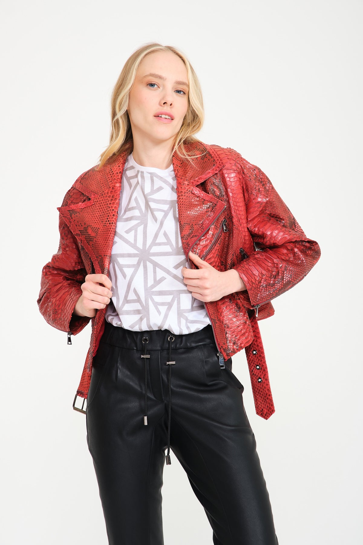 Red Python Leather Jacket