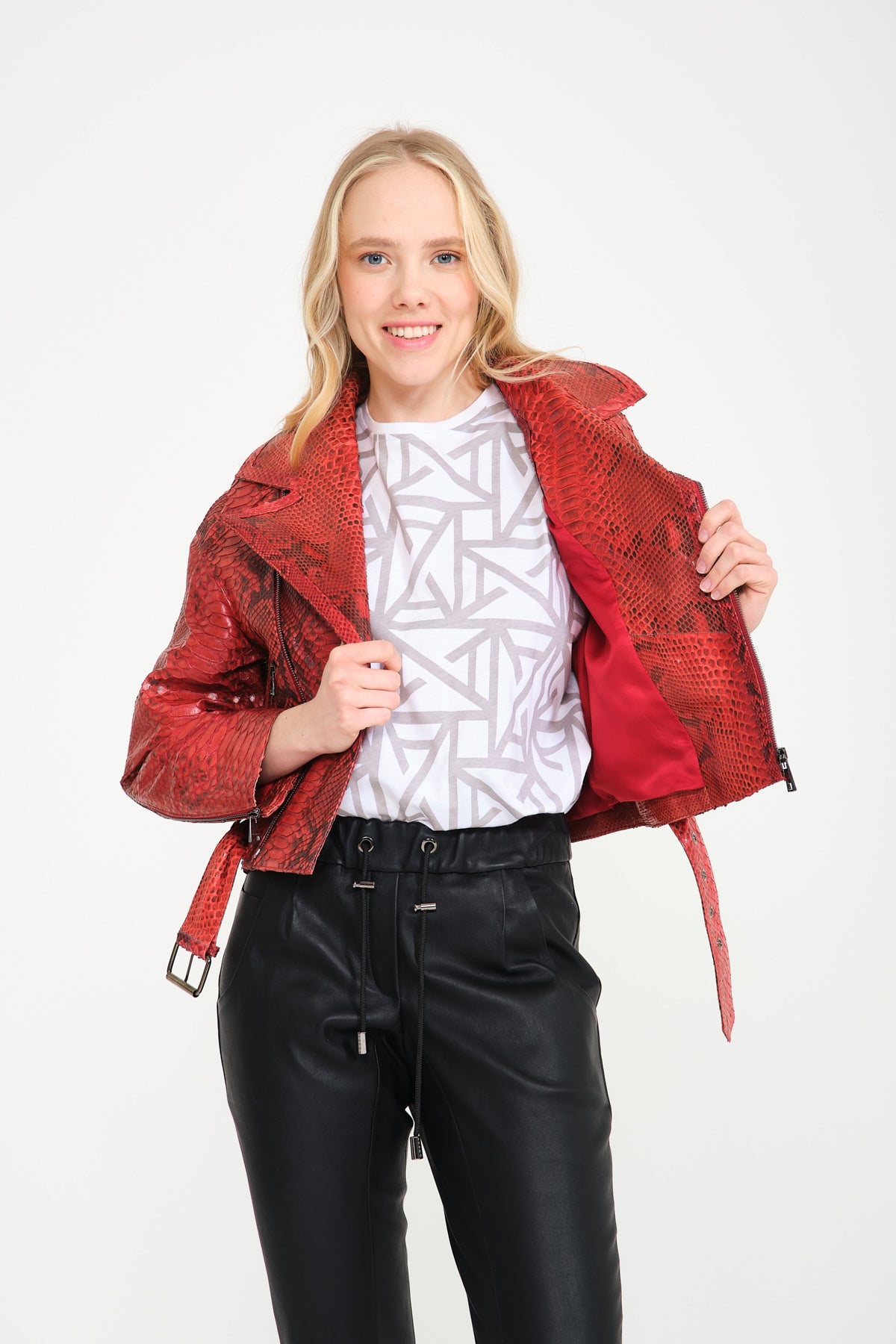 Red Python Leather Jacket