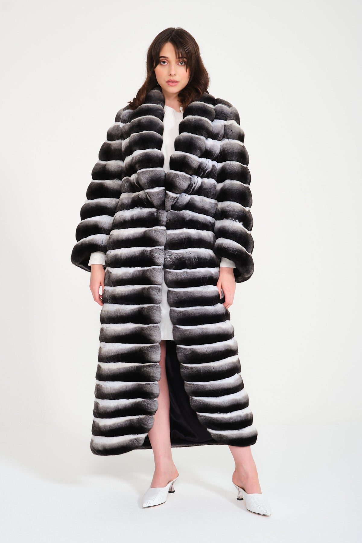 Full length chinchilla fur on sale coat