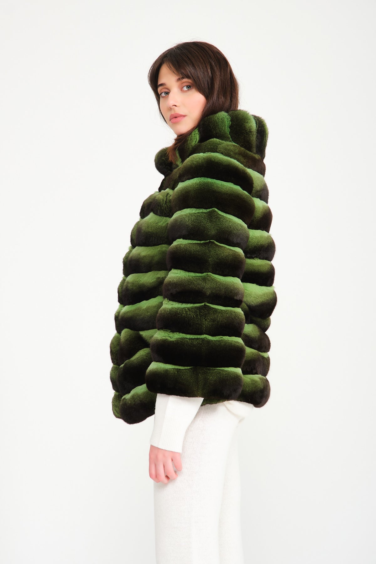 Mens green hot sale fur coat