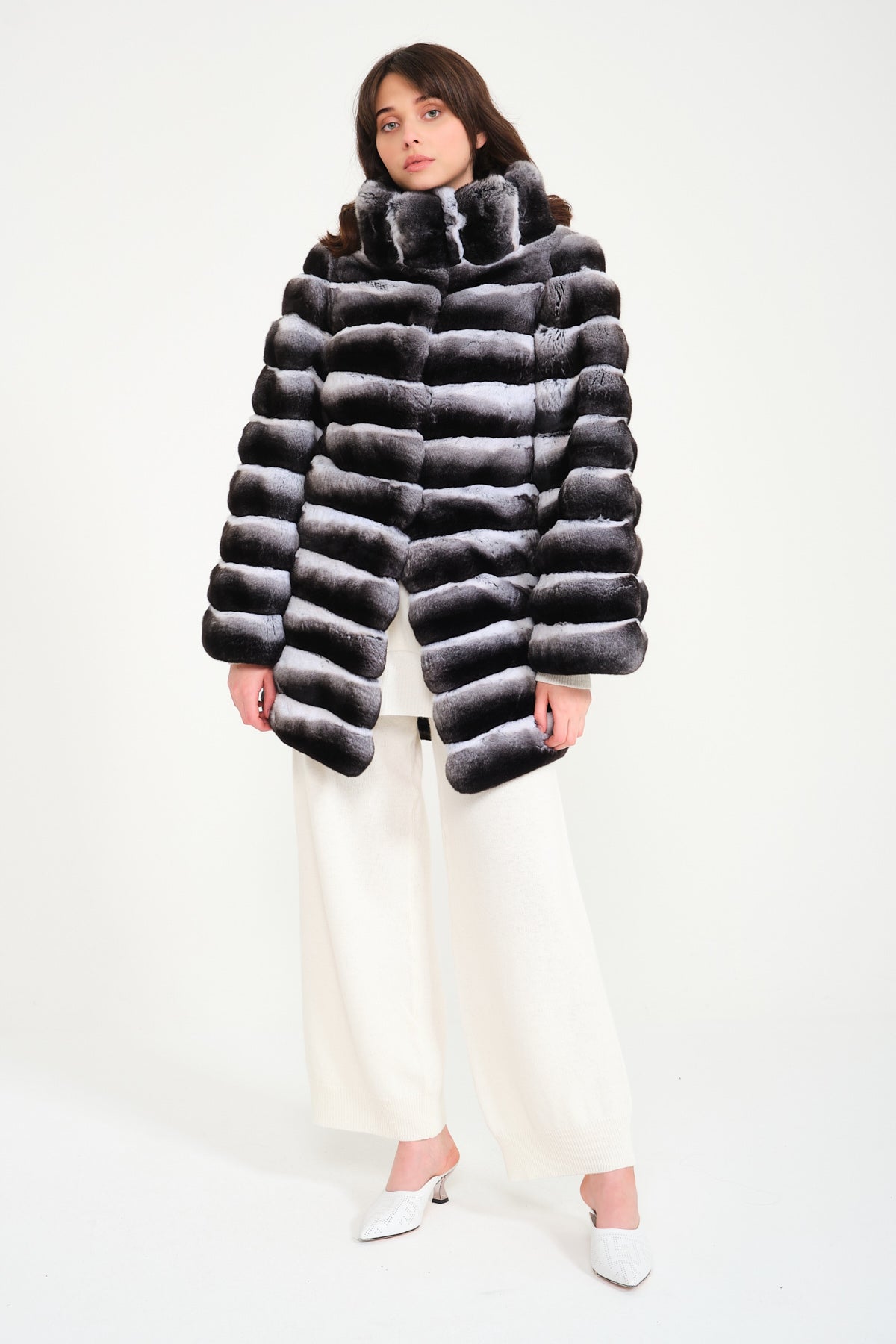 Natural Grey Chinchilla Fur Coat