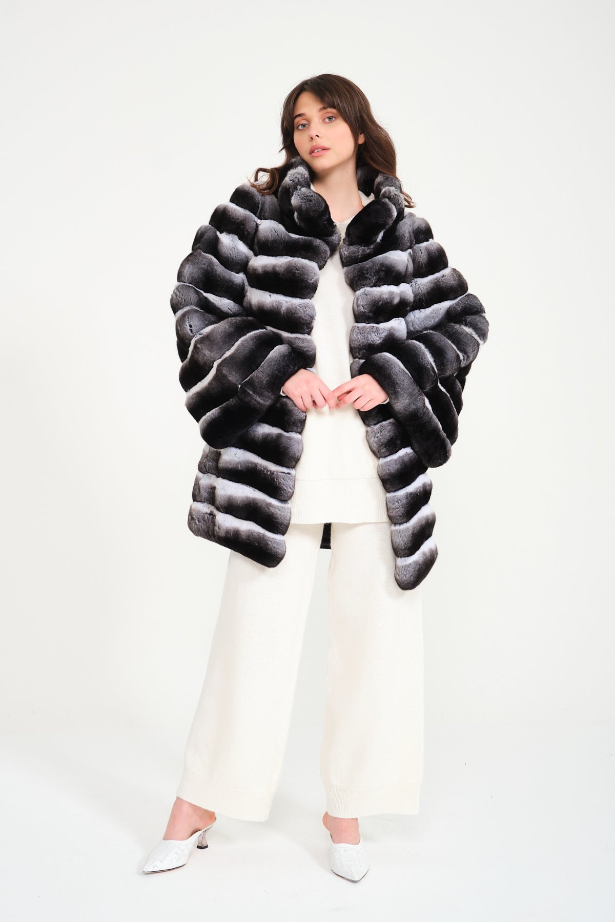 Natural Grey Chinchilla Fur Coat