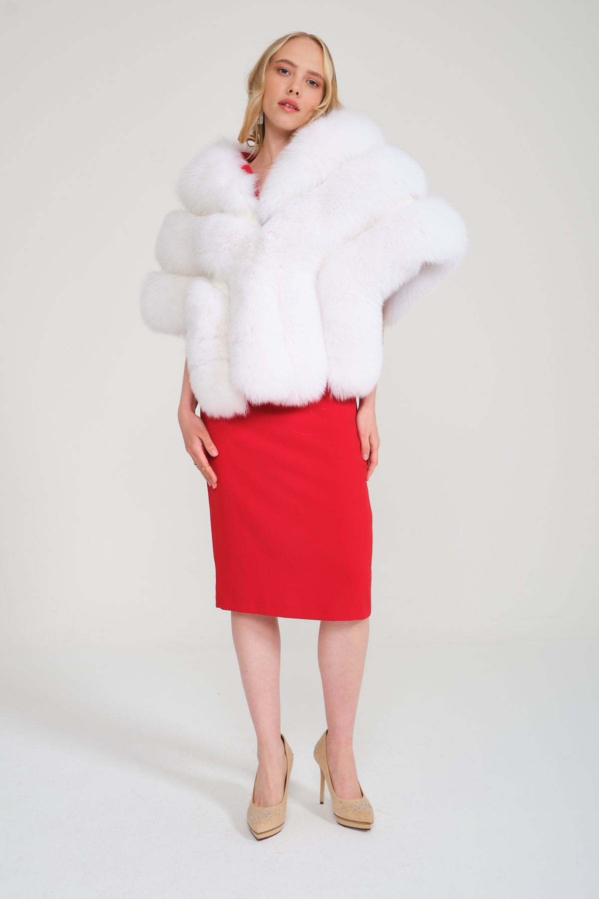 White Fox Fur Shawl