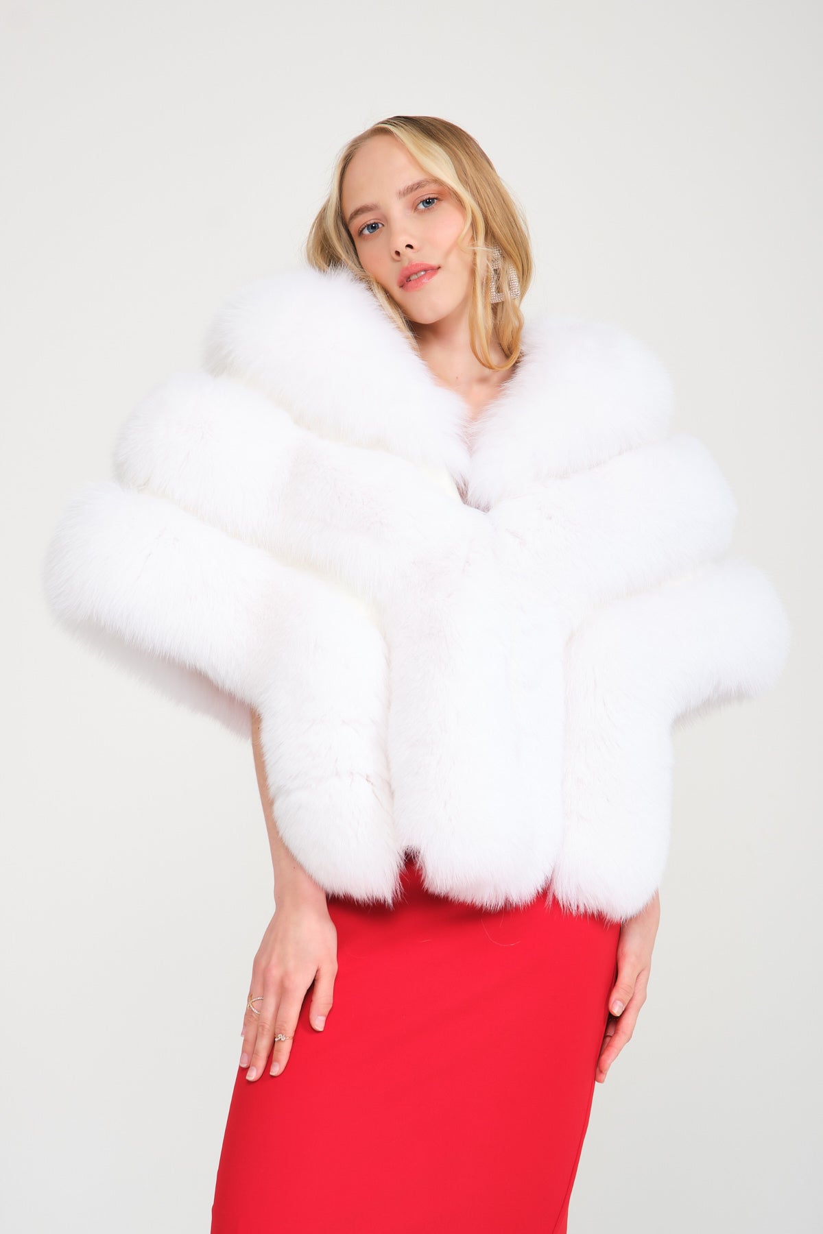 White Fox Fur Shawl