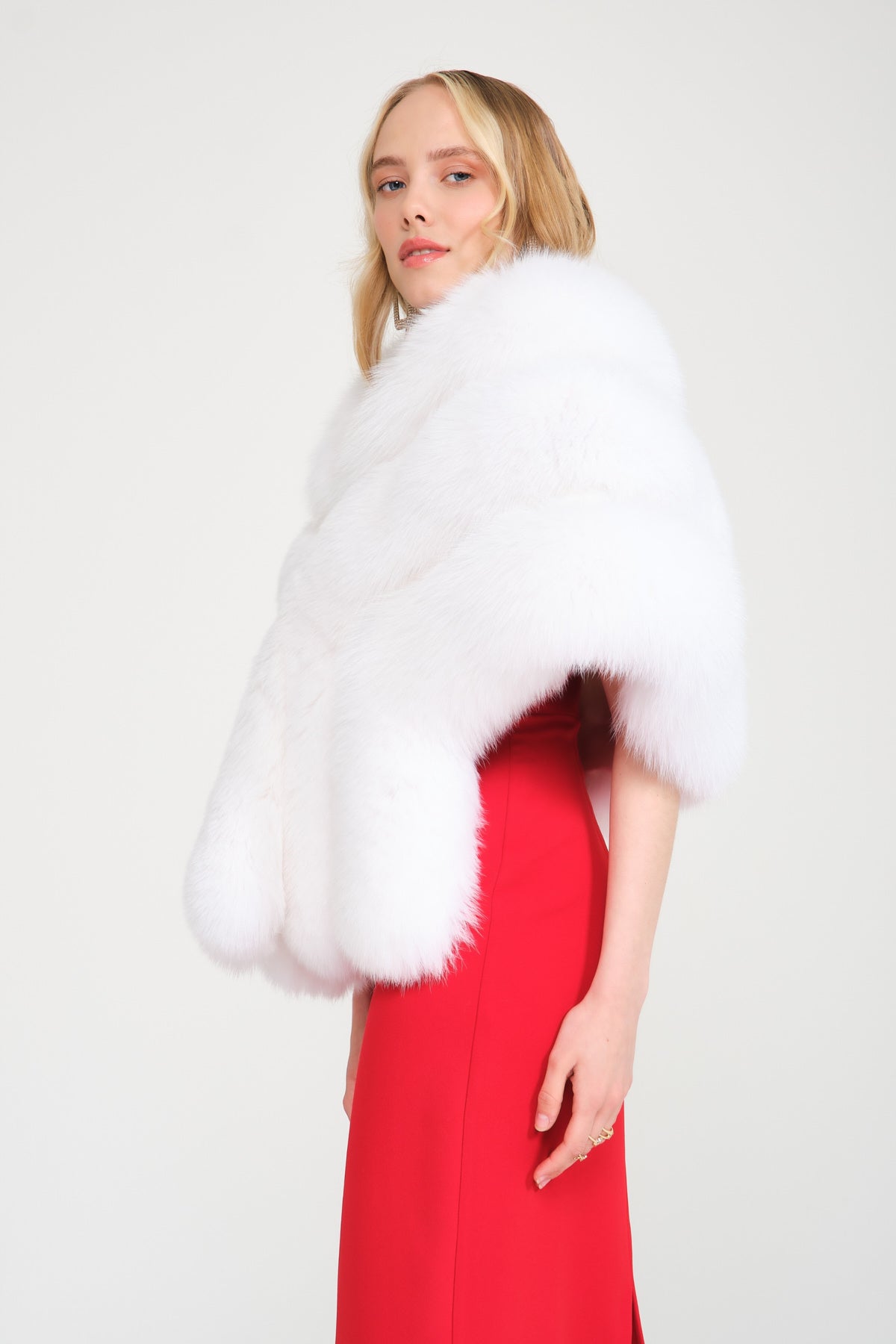 White Fox Fur Shawl