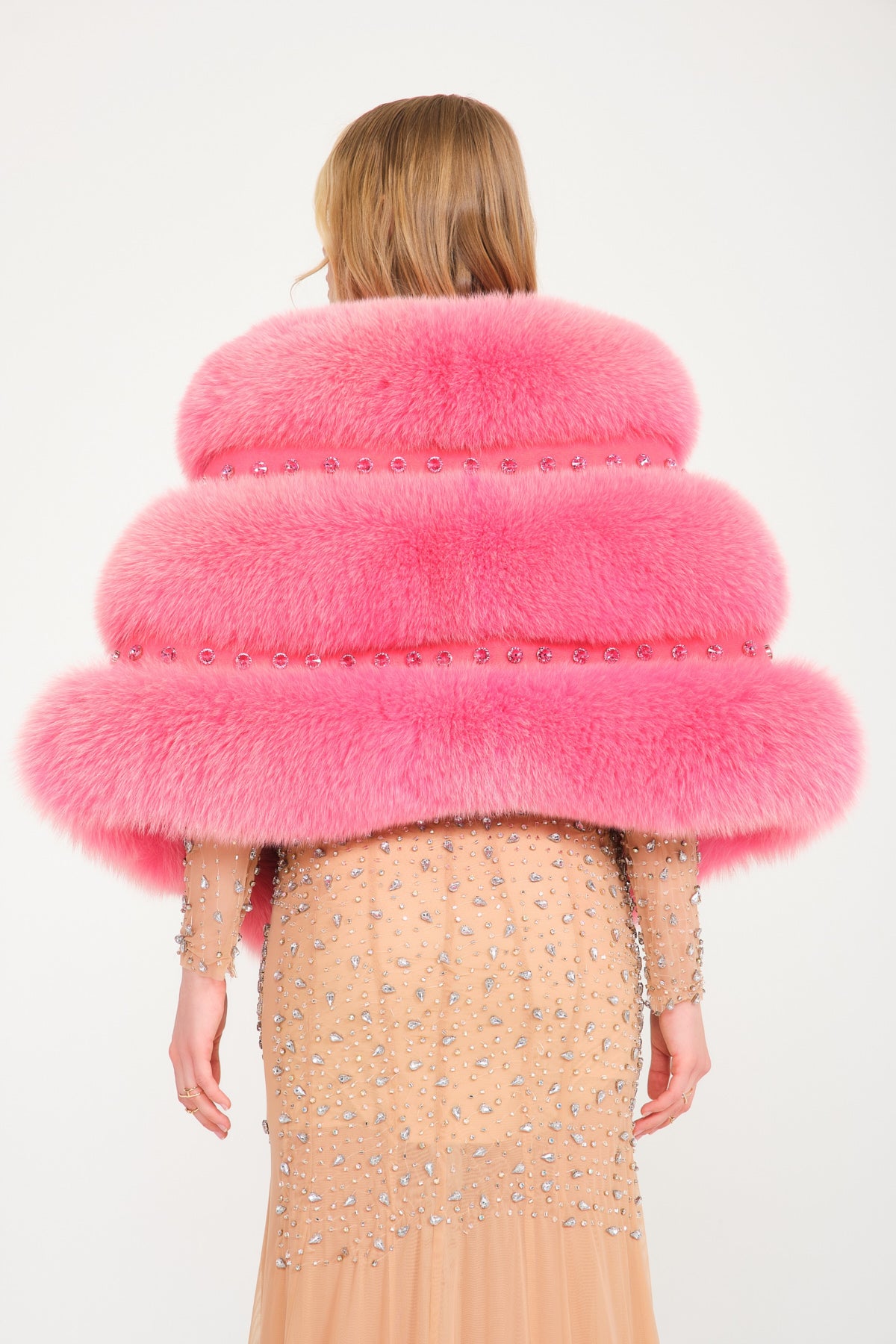 Swarovski Design Pomelo Fox Fur Shawl