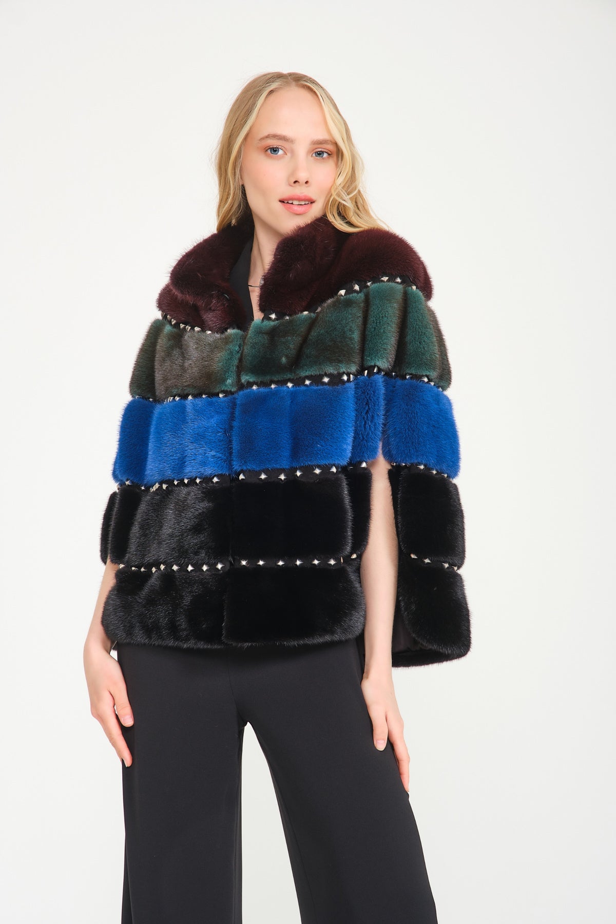 Multicolored Mink Fur Shawl