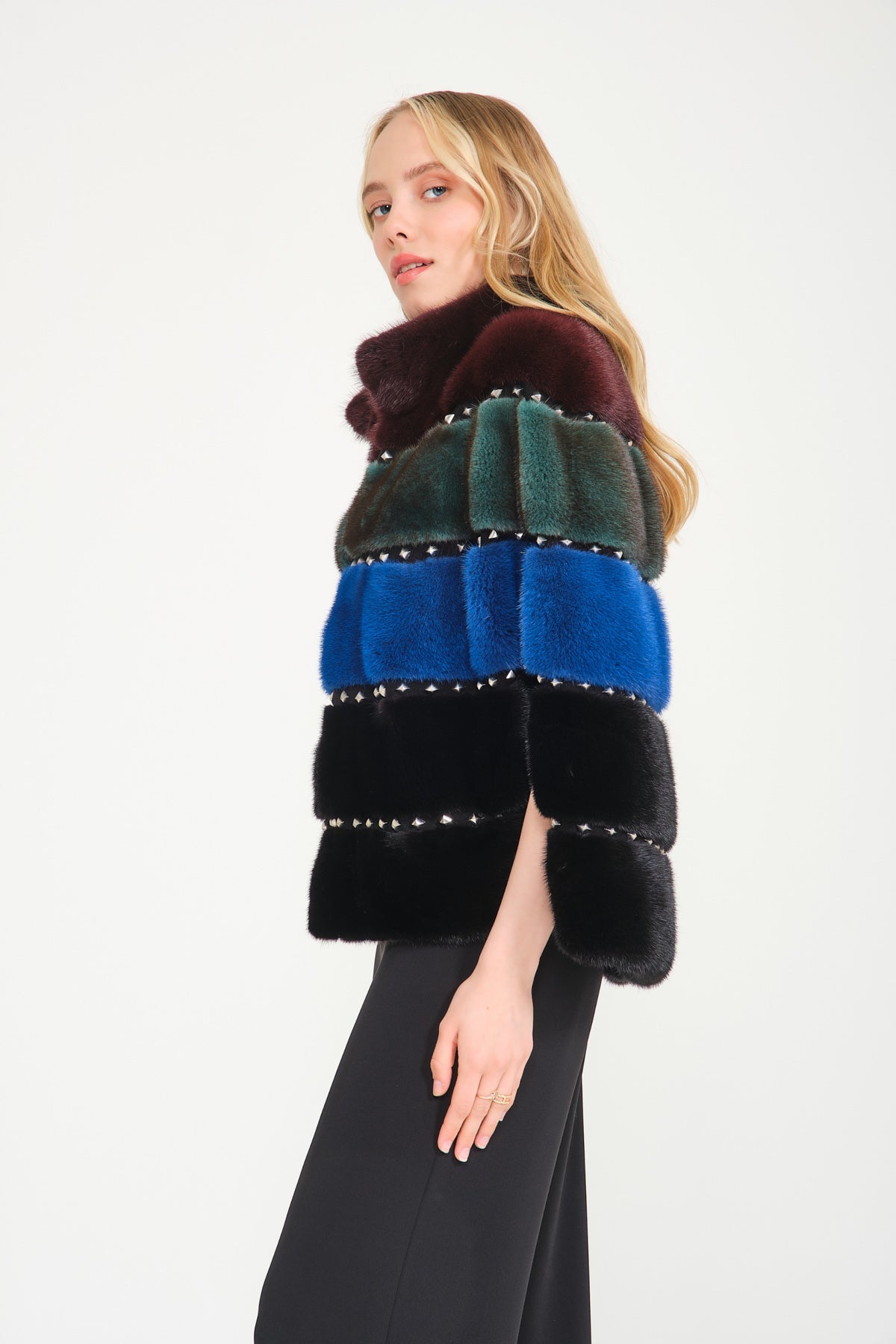 Multicolored Mink Fur Shawl