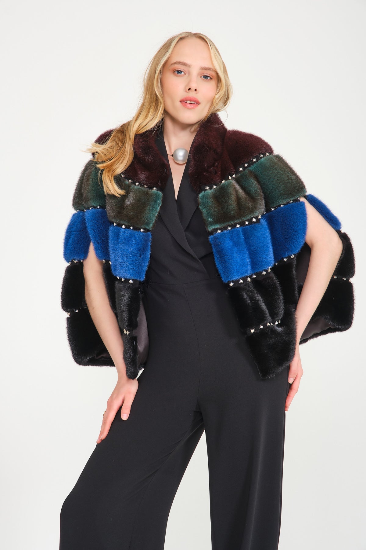 Multicolored Mink Fur Shawl