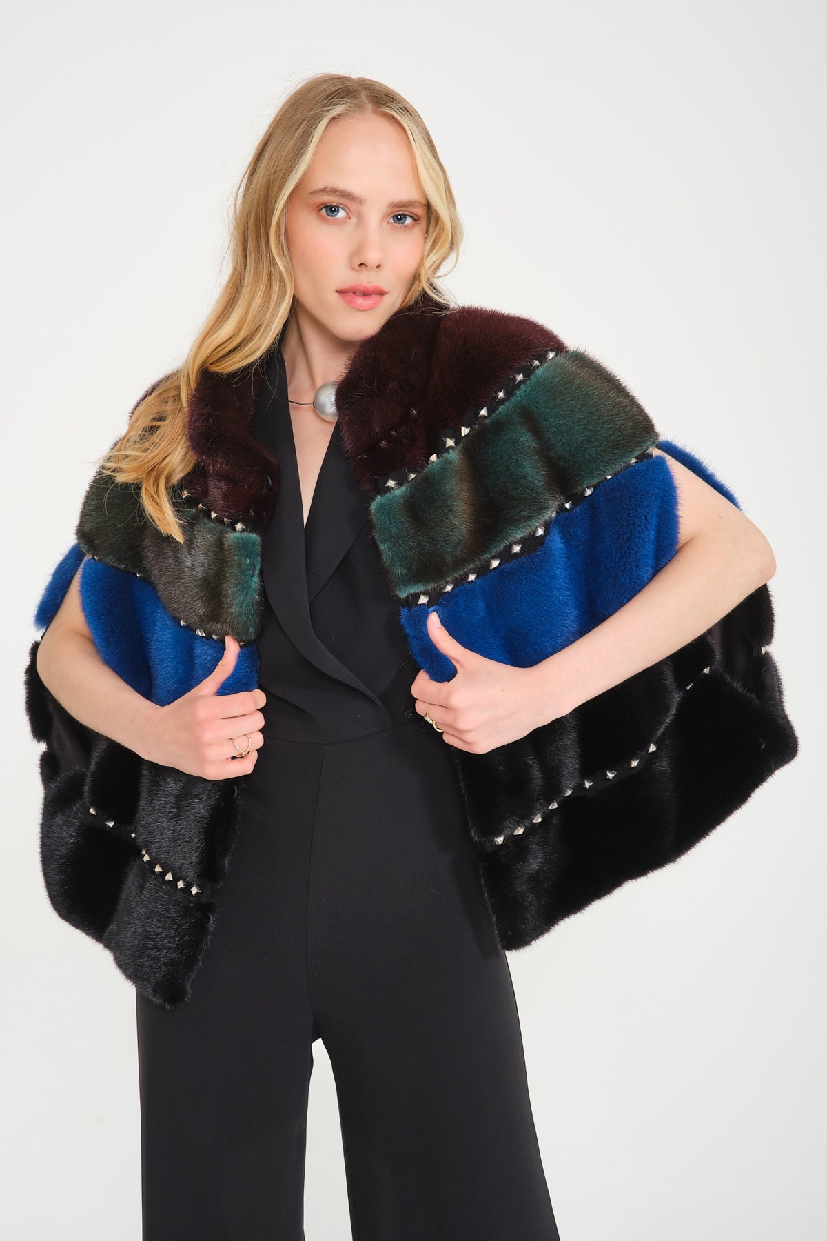 Multicolored Mink Fur Shawl