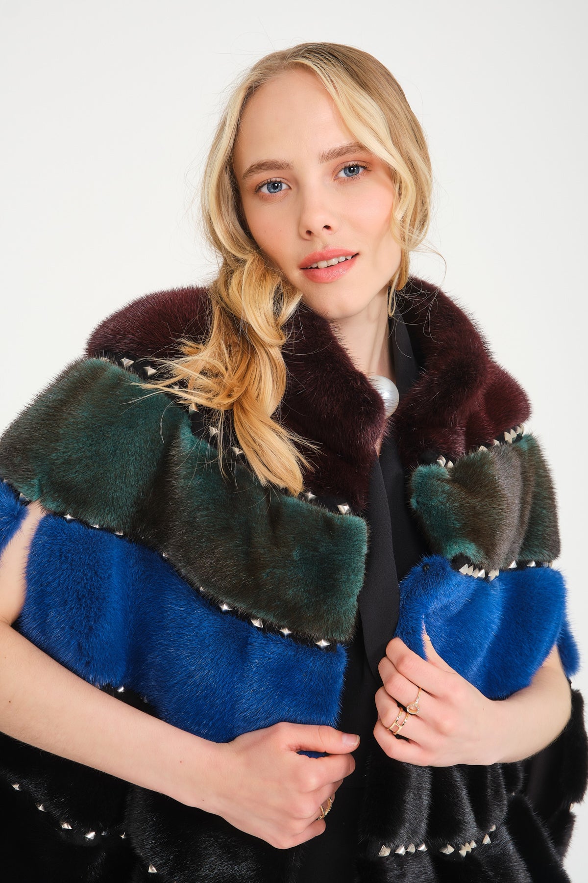 Multicolored Mink Fur Shawl