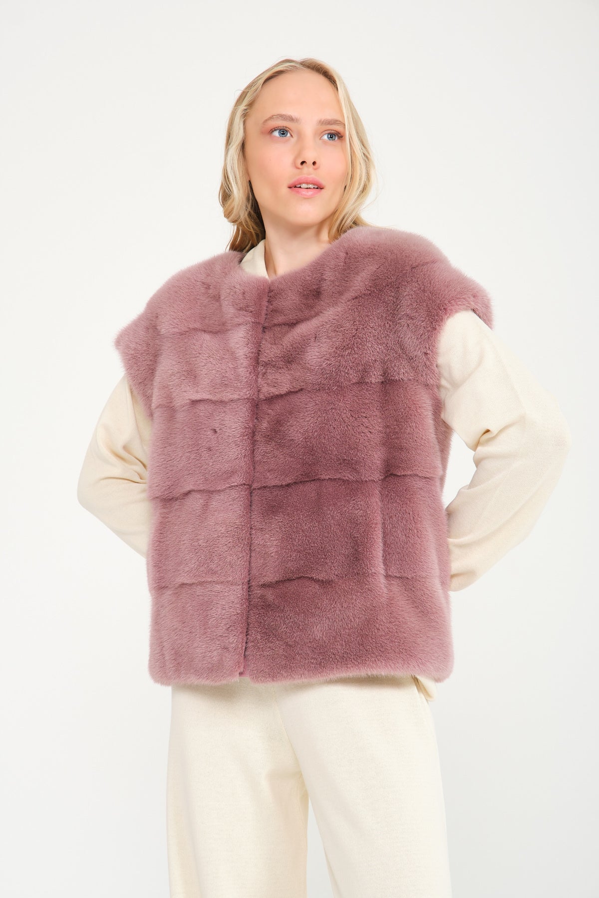 Pink Mink Fur Vest