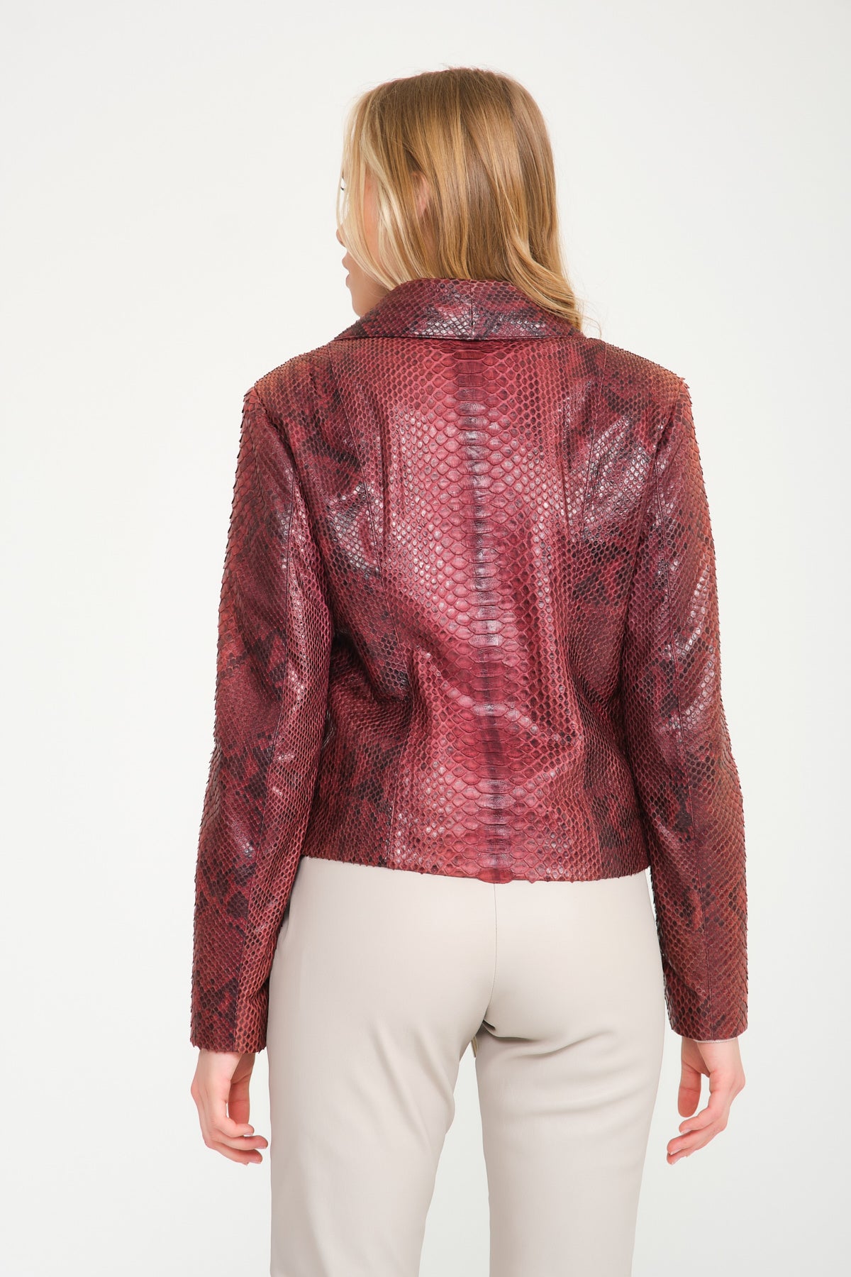 Burgundy Python Leather Jacket