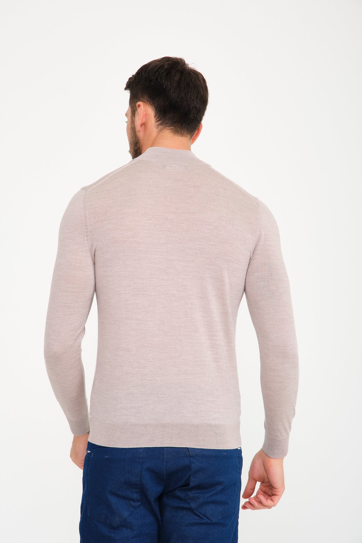Stone Color Wool Knit Sweater