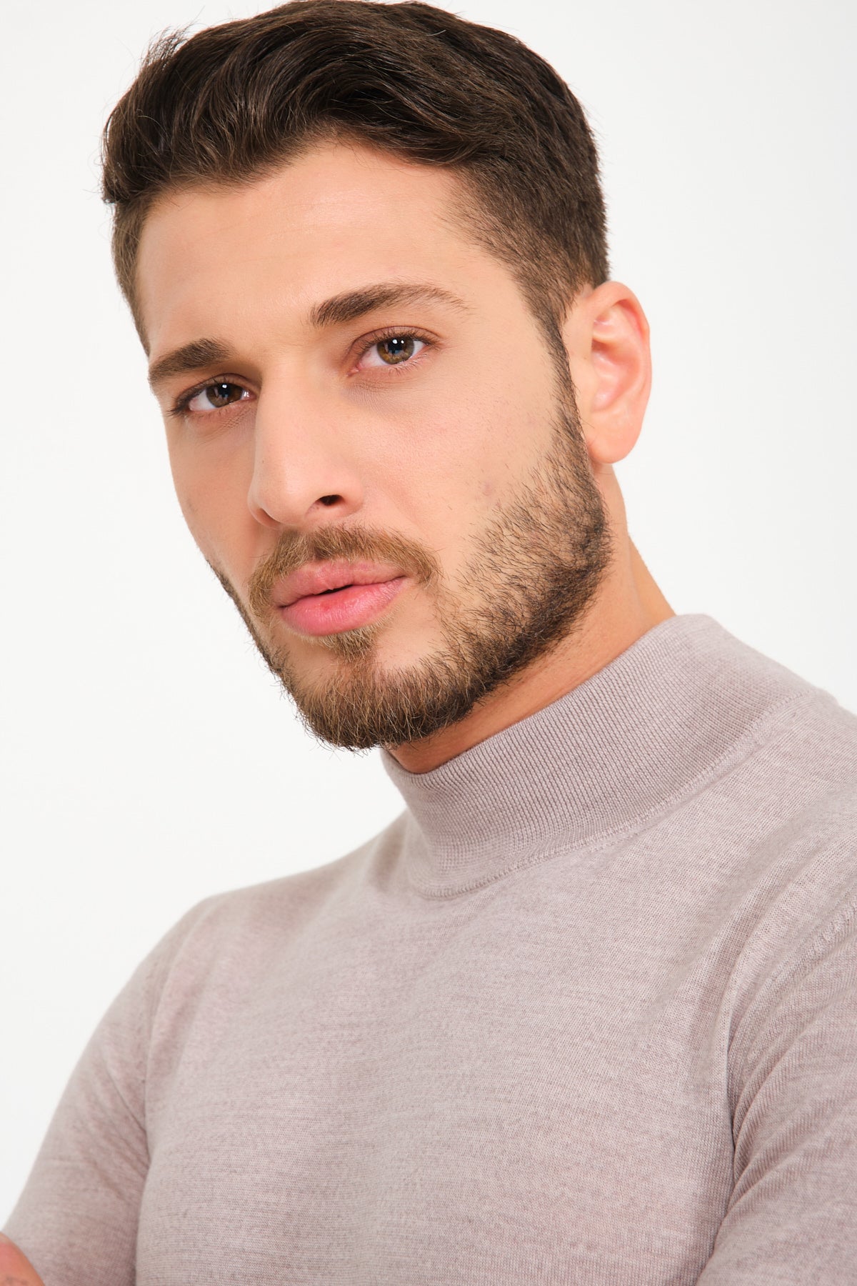 Stone Color Wool Knit Sweater