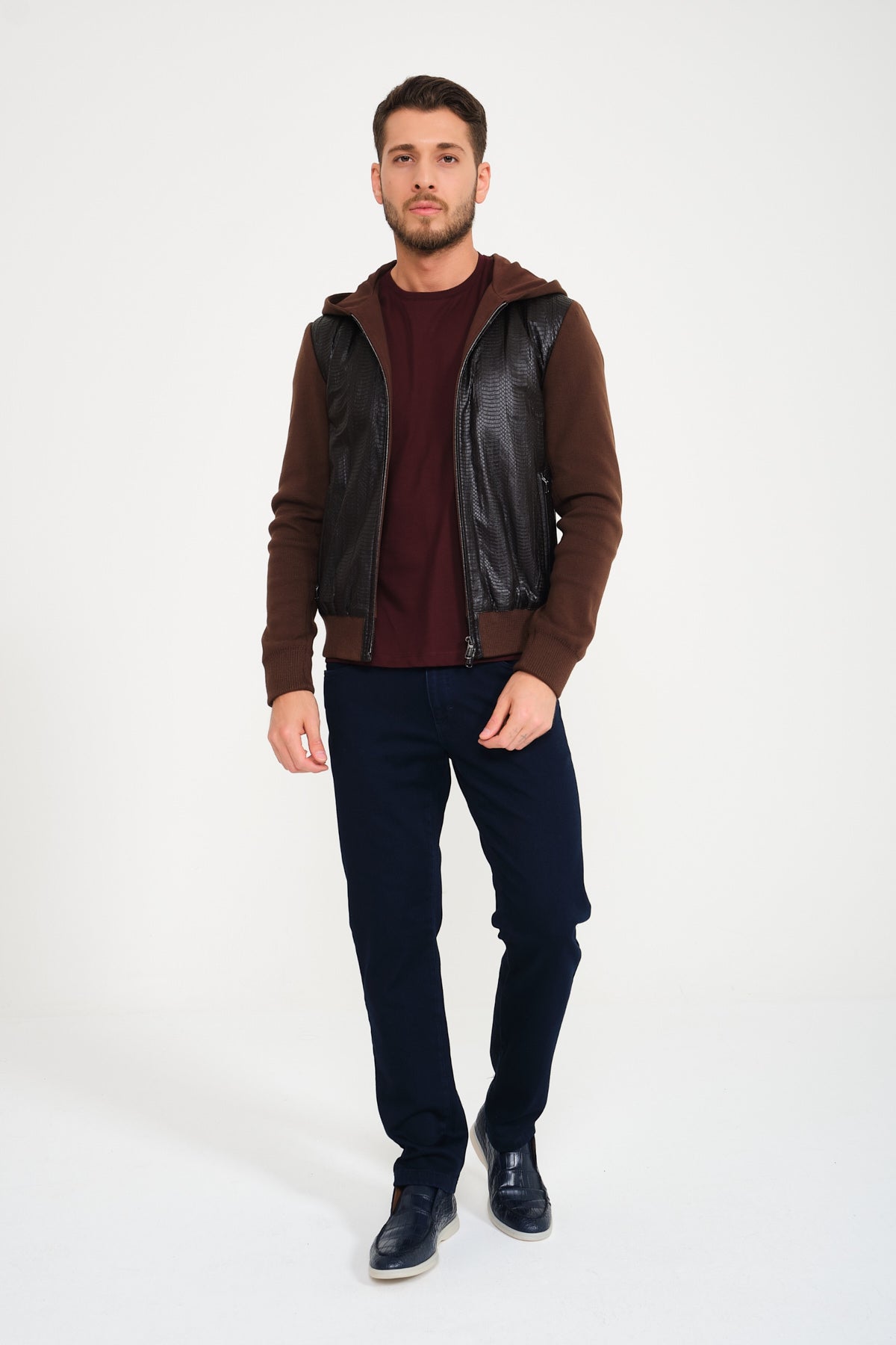 Brown Python Leather Jacket