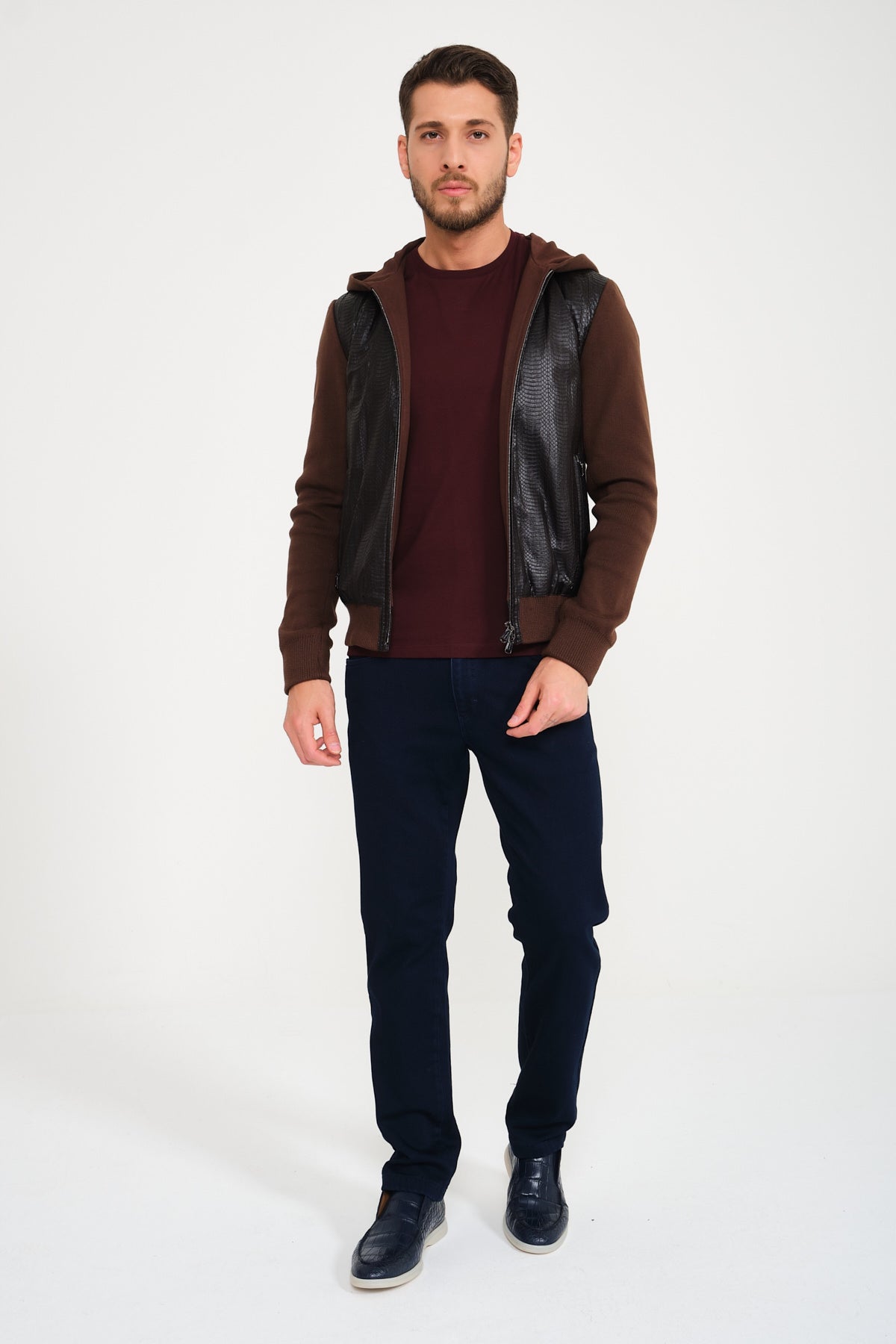 Brown Python Leather Jacket