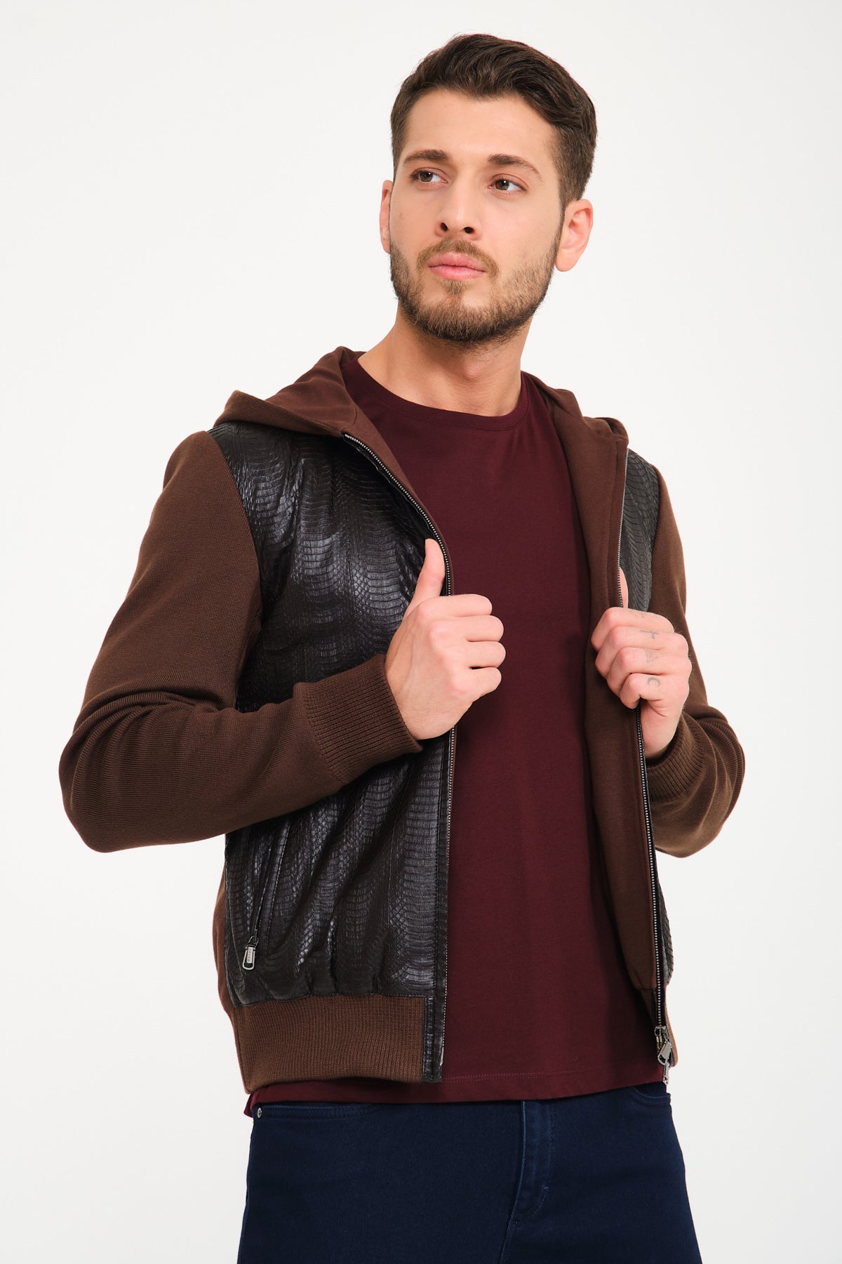 Brown Python Leather Jacket
