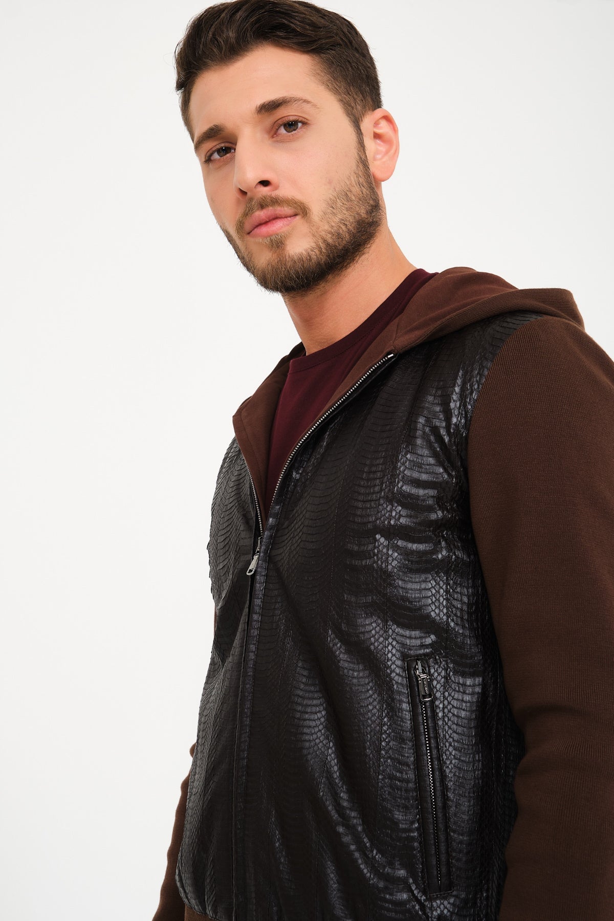 Brown Python Leather Jacket