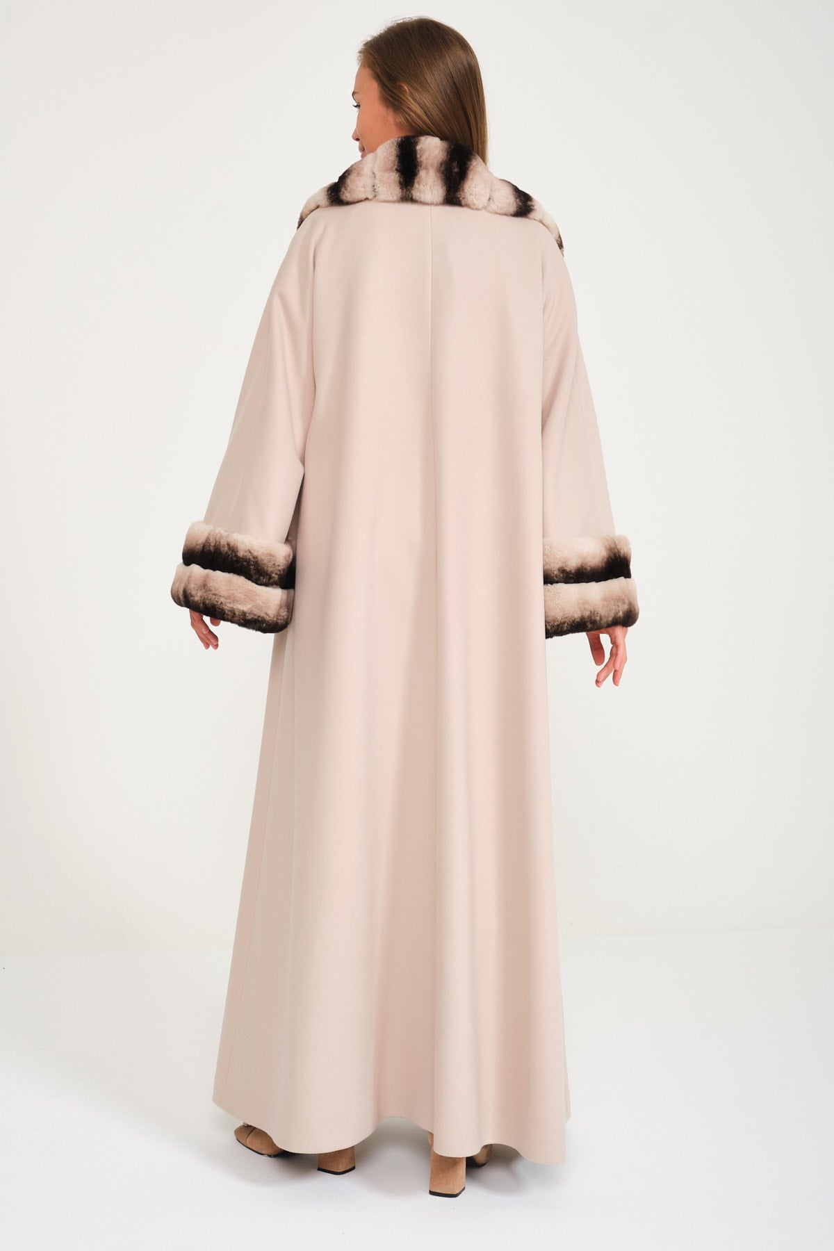Sand Beige Wool Rex Fur Abaya