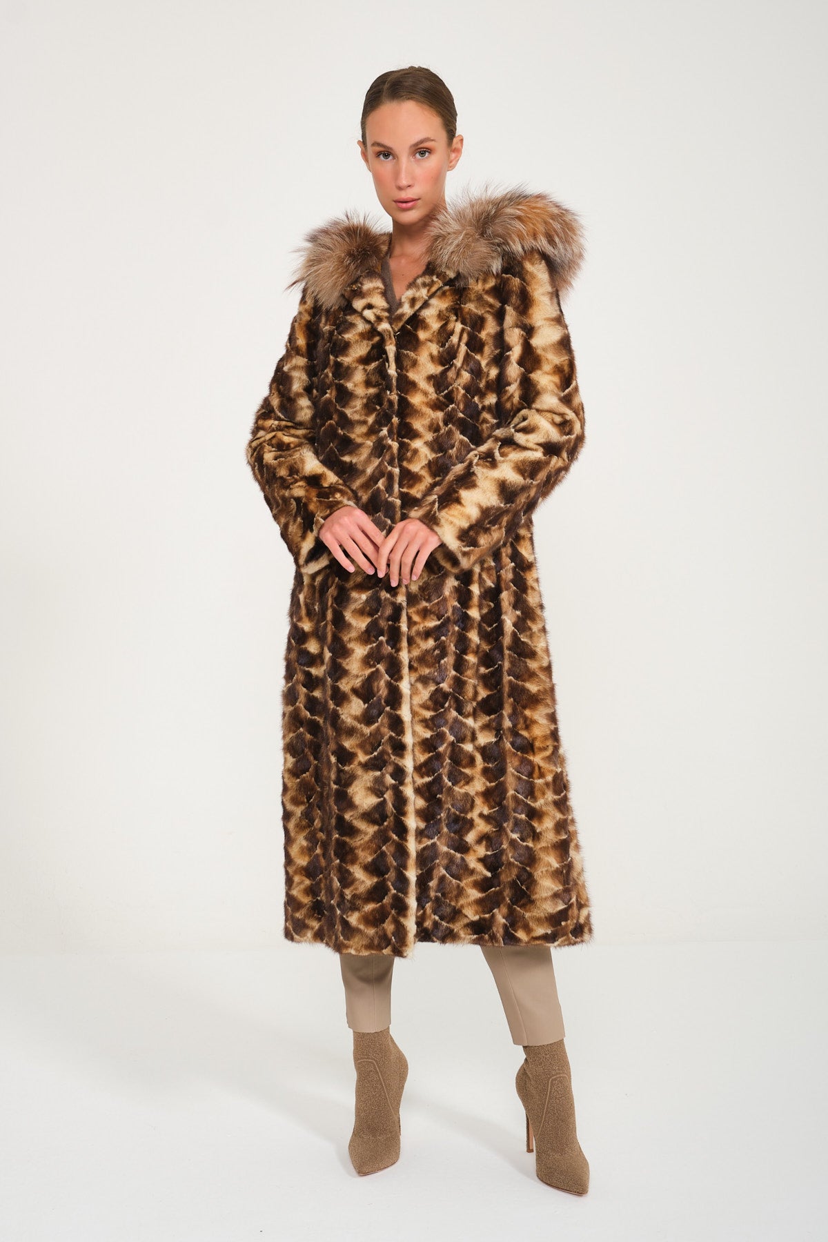 Gold White Mink / Fox Fur Coat