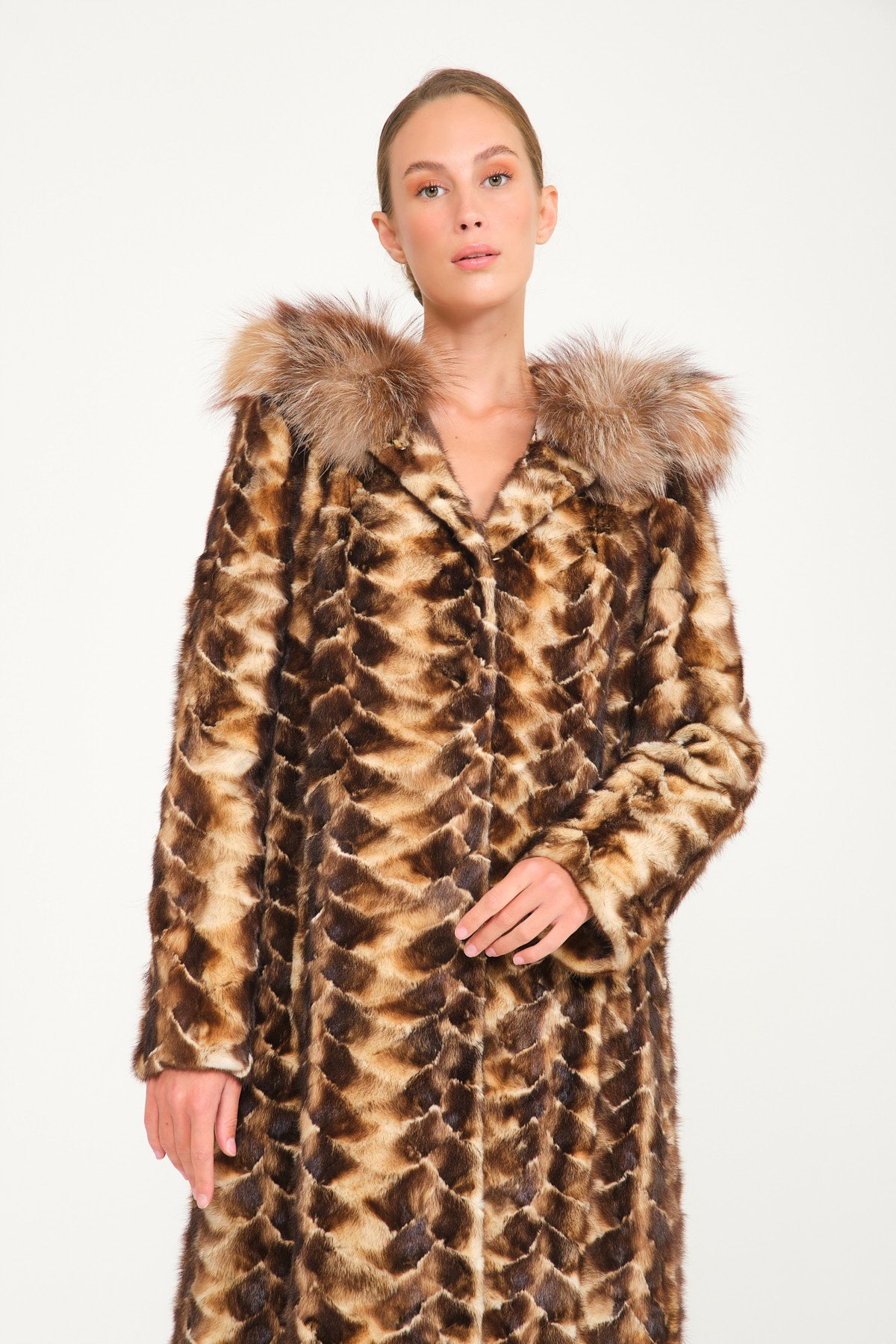 Gold White Mink / Fox Fur Coat