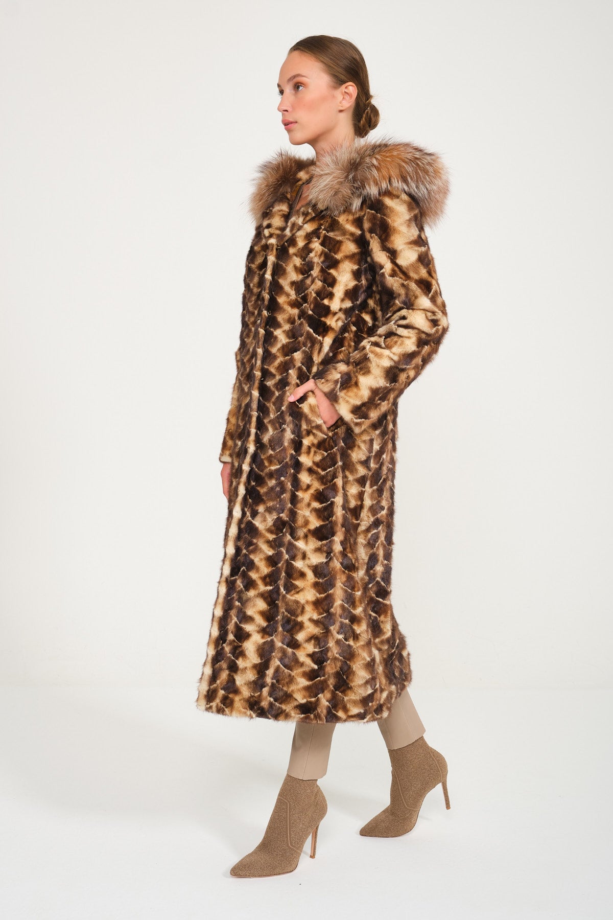 Gold White Mink / Fox Fur Coat