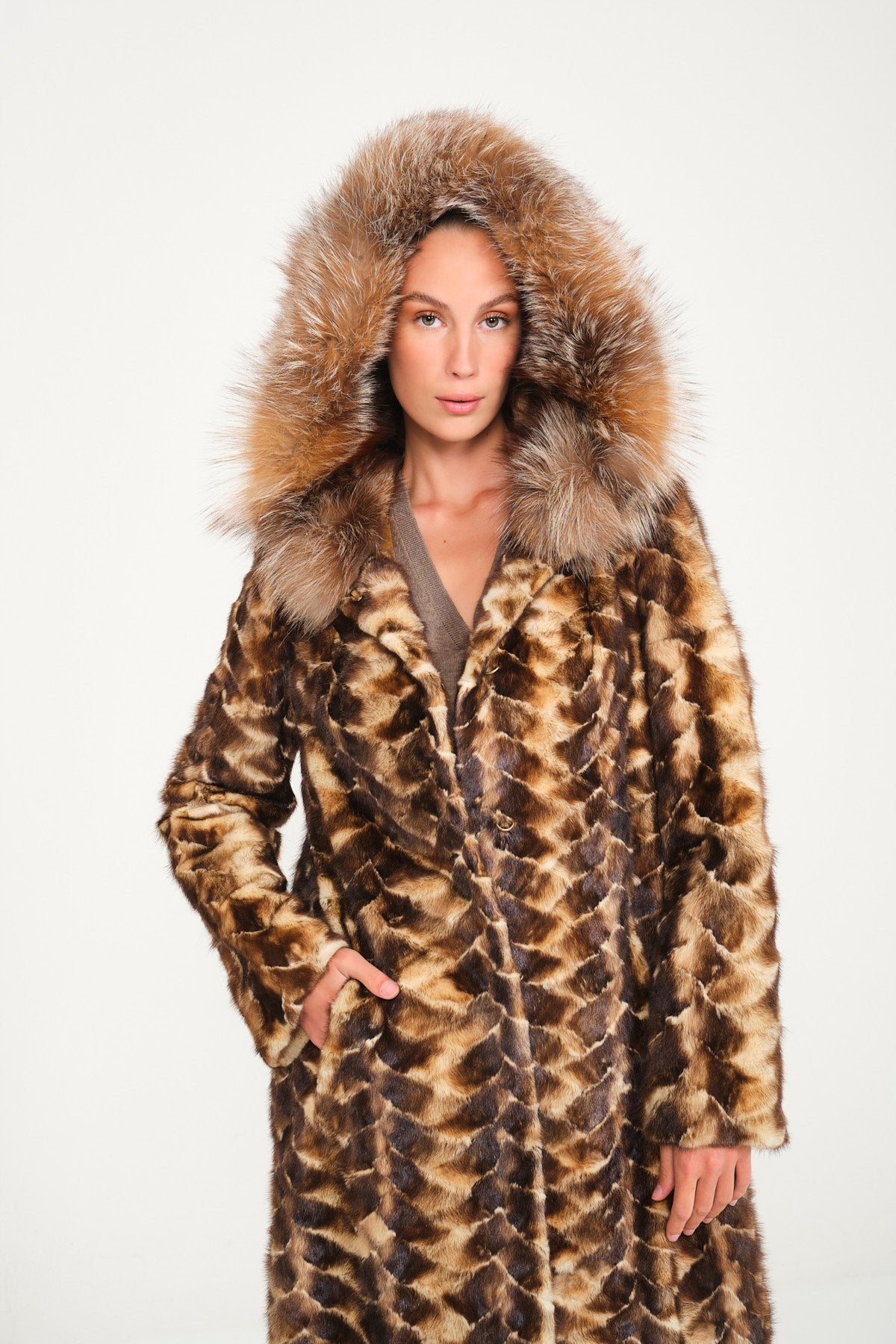 Gold White Mink / Fox Fur Coat