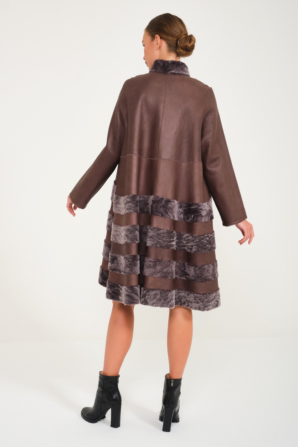 Brown Double Face Long Leather Coat