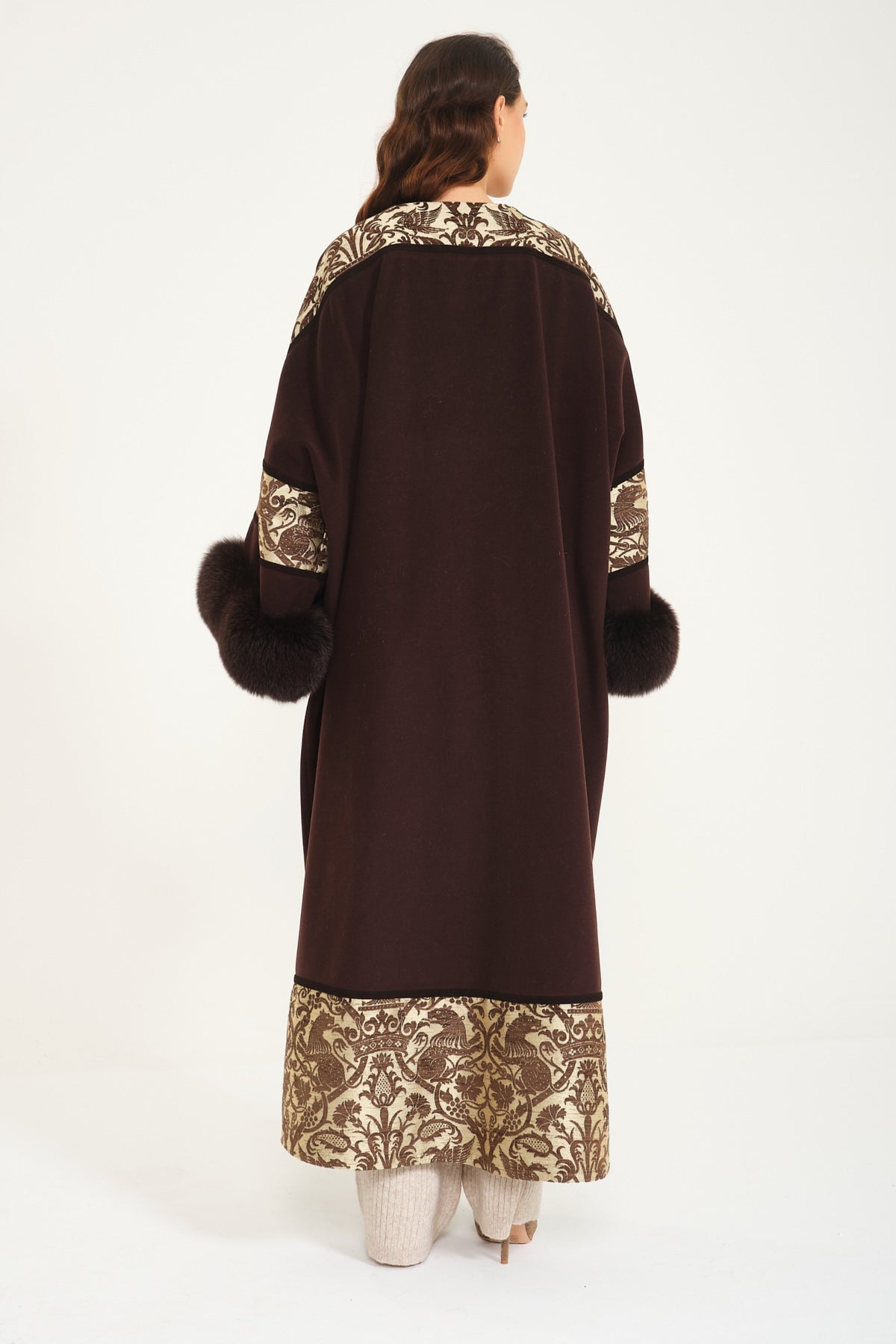 Brown Wool & Fox Fur Abaya