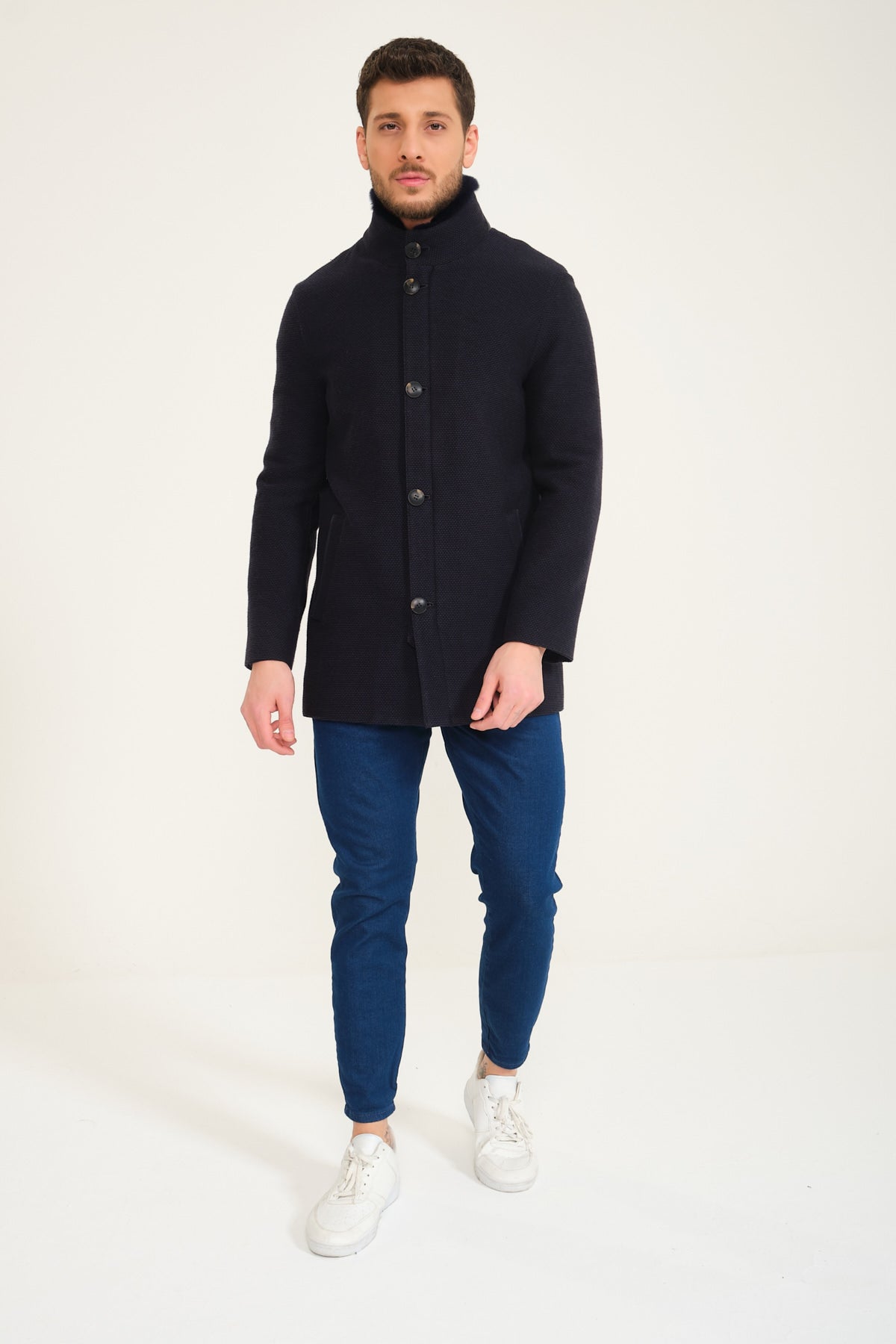 Dark Blue Wool Coat