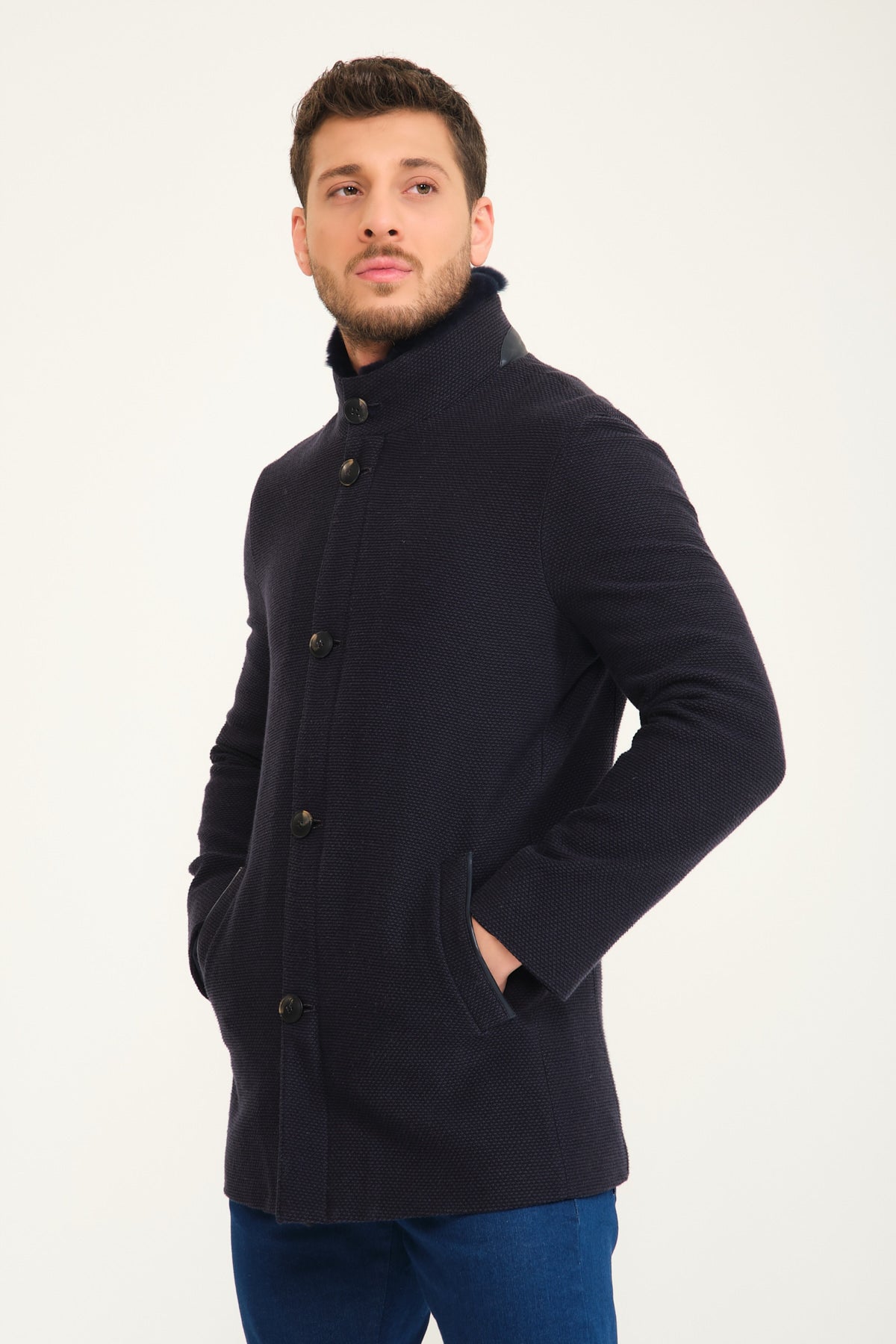 Dark Blue Wool Coat