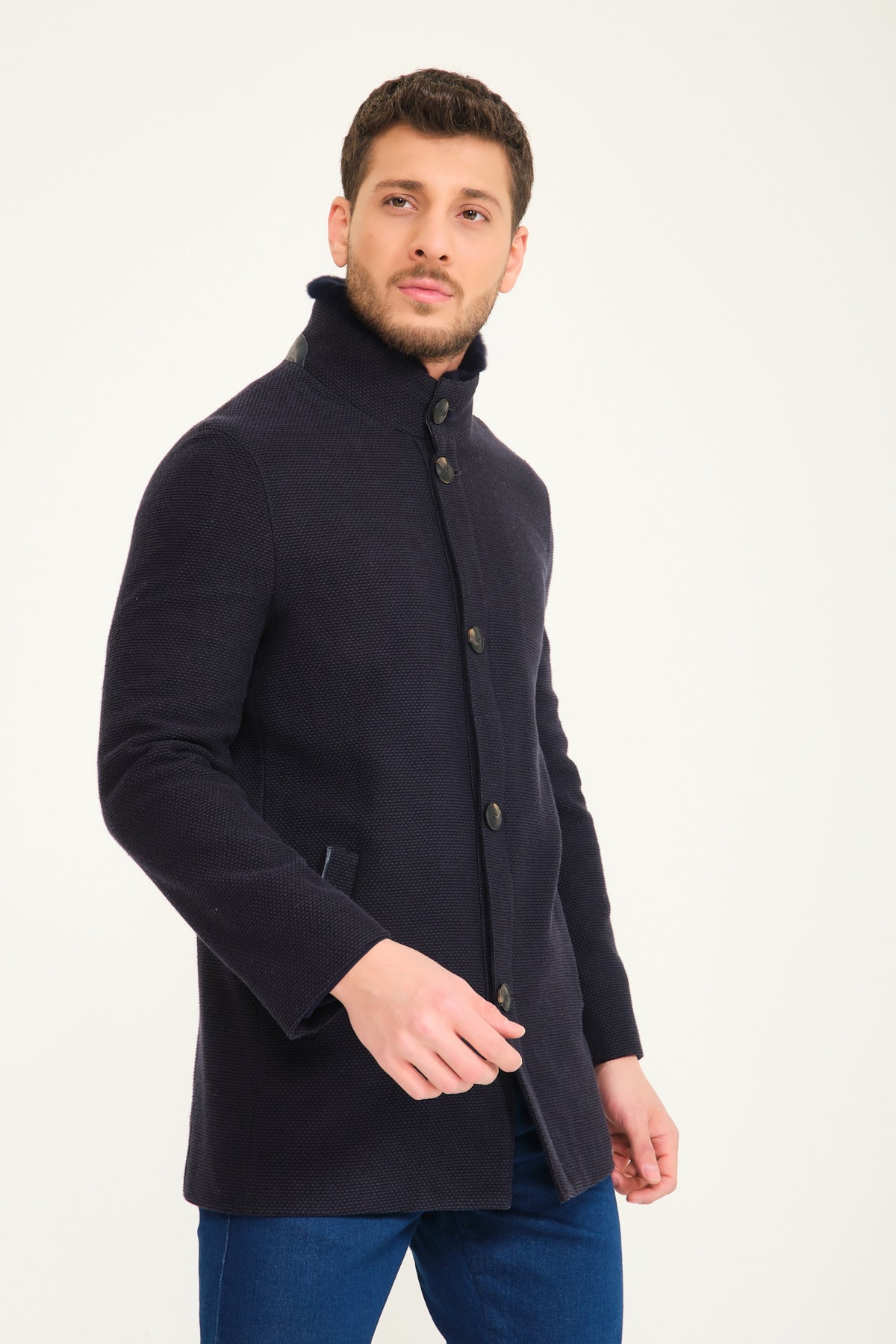 Dark Blue Wool Coat