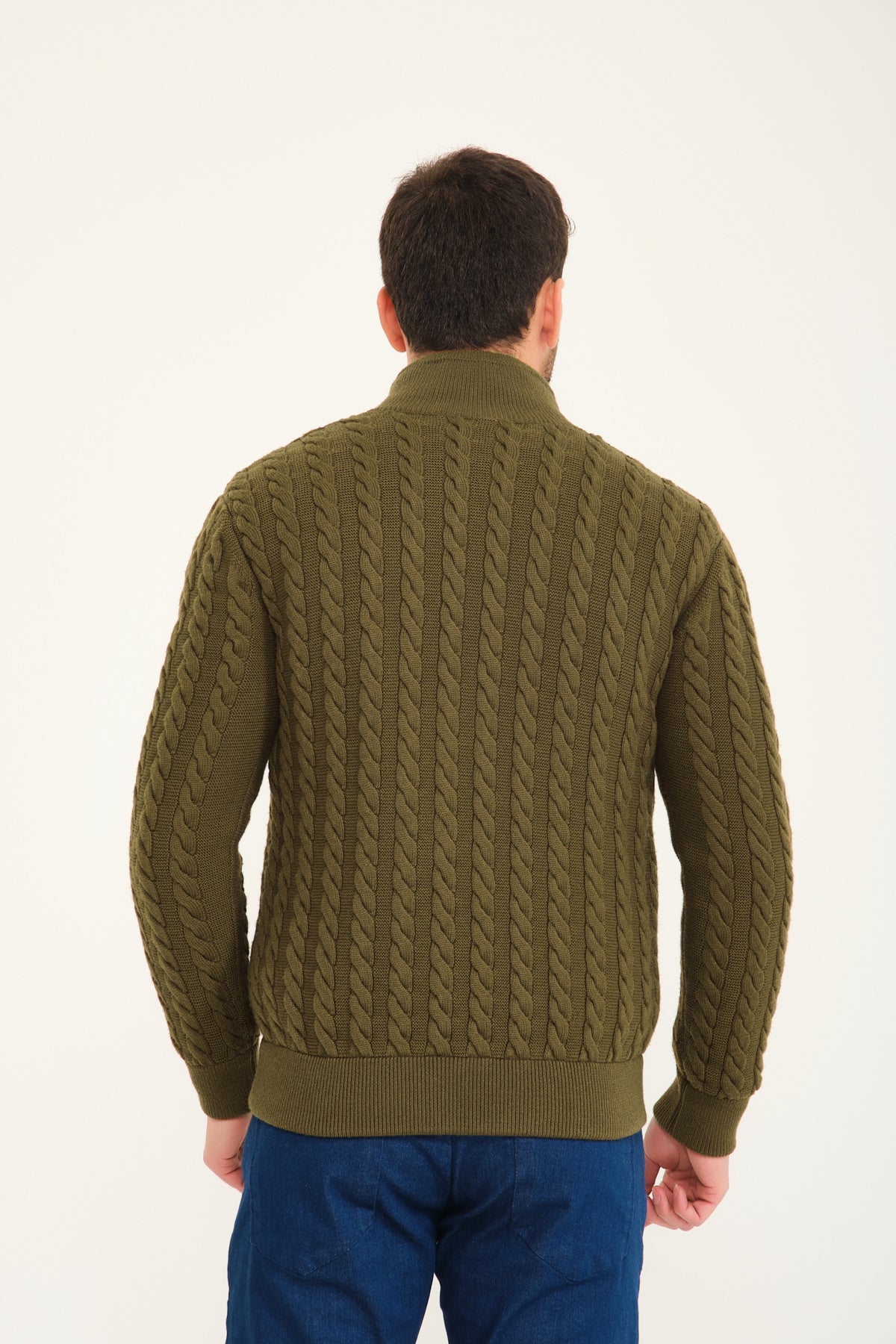 Brown Wool & Rex Fur Knit Cardigan