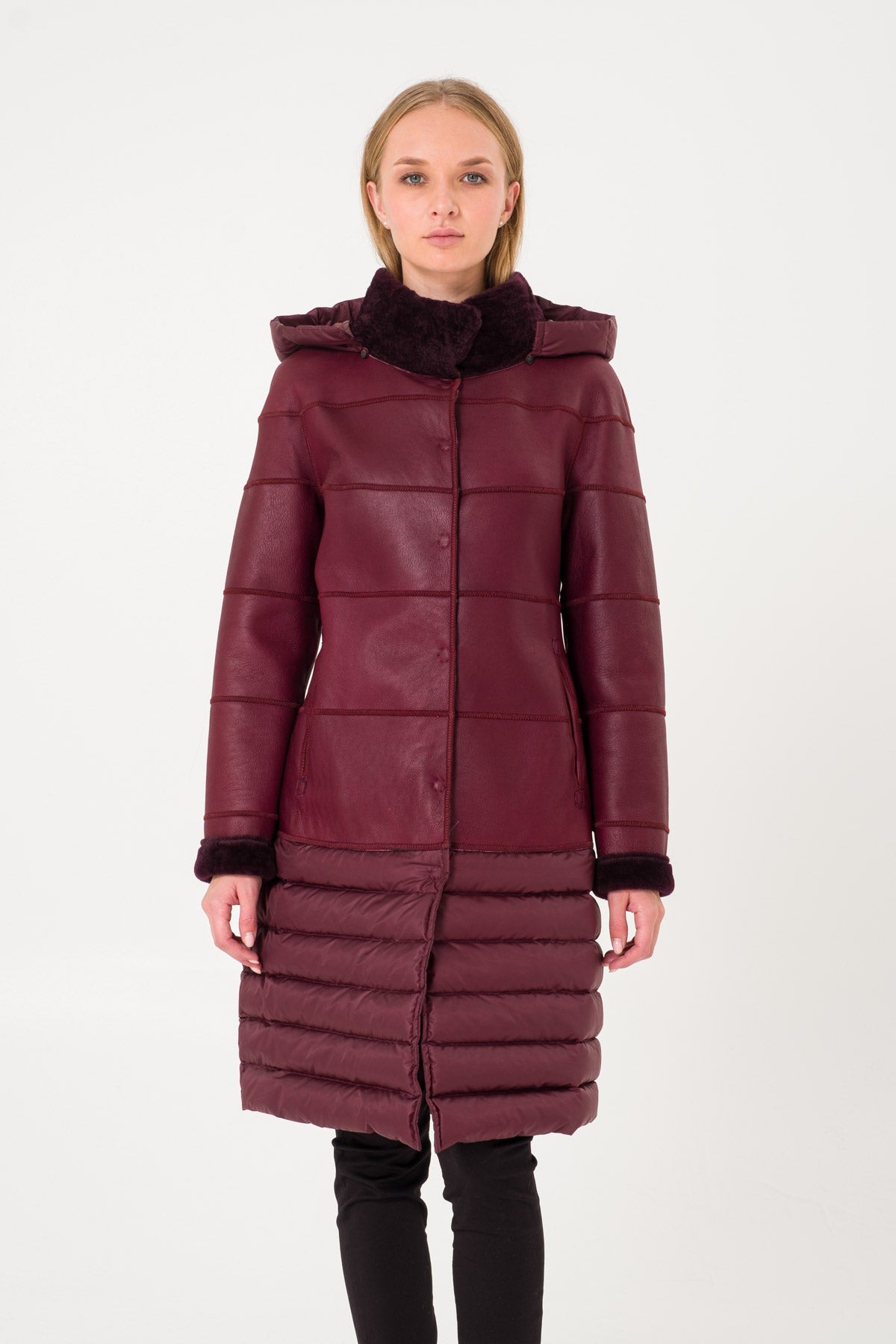 Marsala Double Faced Long Shearling Coat