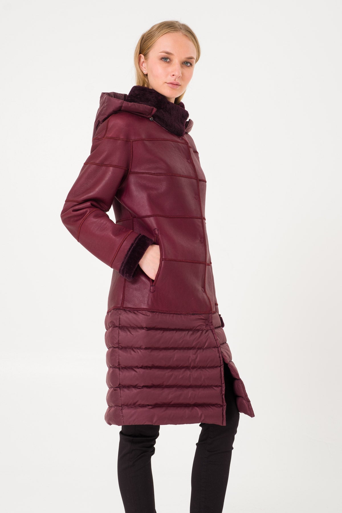 Marsala Double Faced Long Shearling Coat
