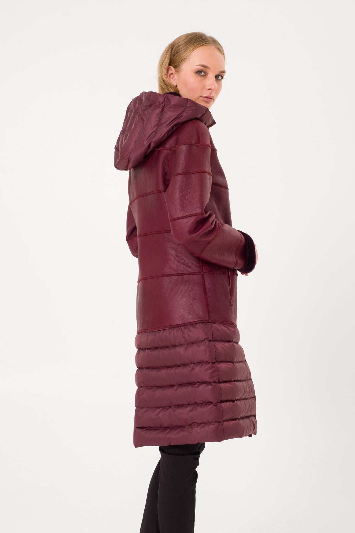 Marsala Double Faced Long Shearling Coat