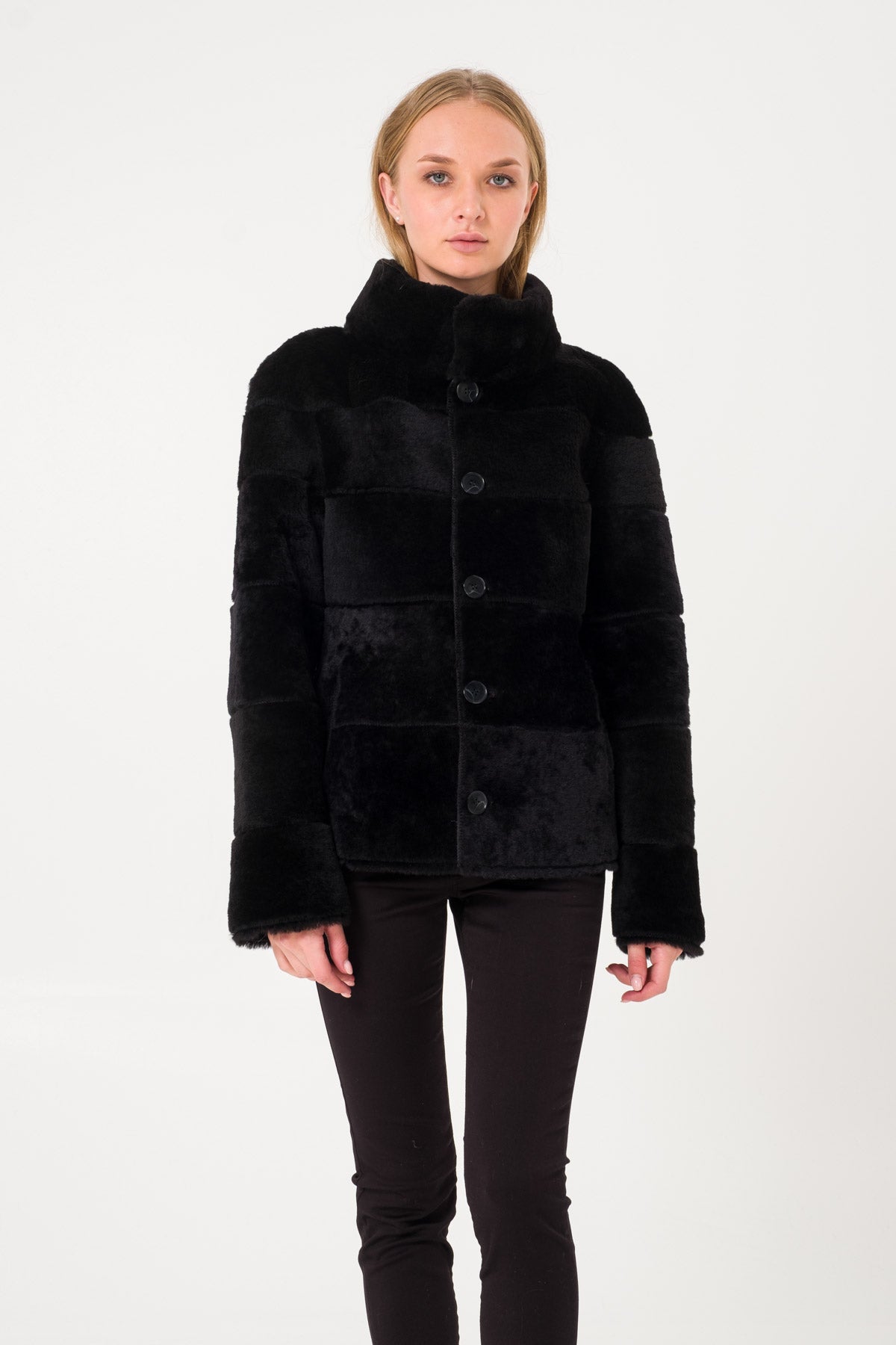 Black Reptile Print Leather Jacket