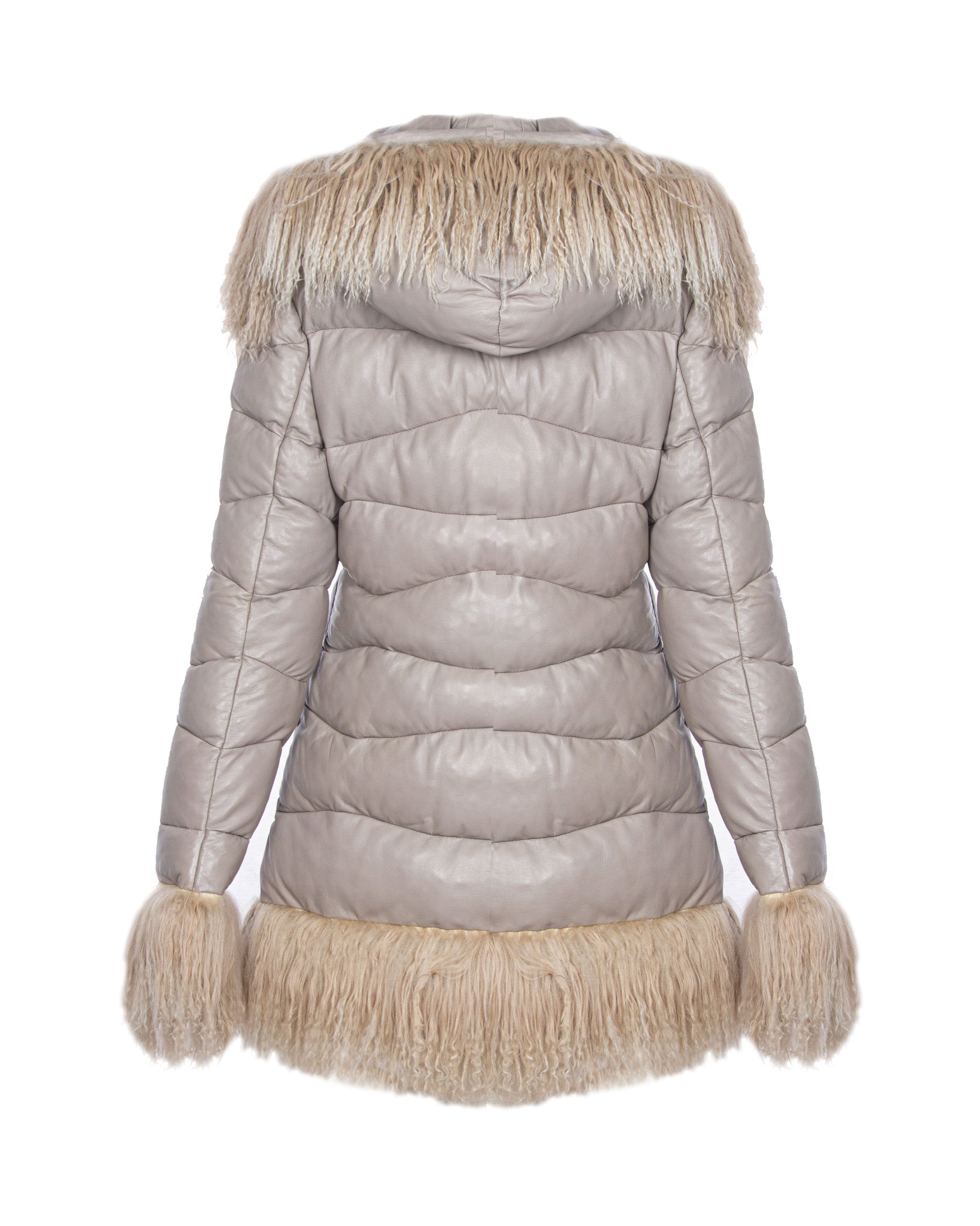 Beige Leather Coat