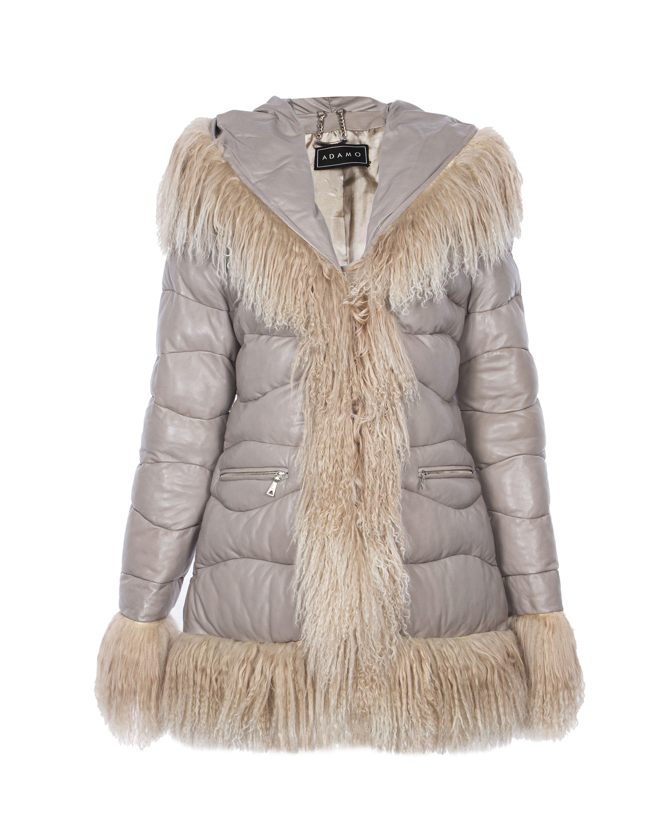 Beige Leather Coat