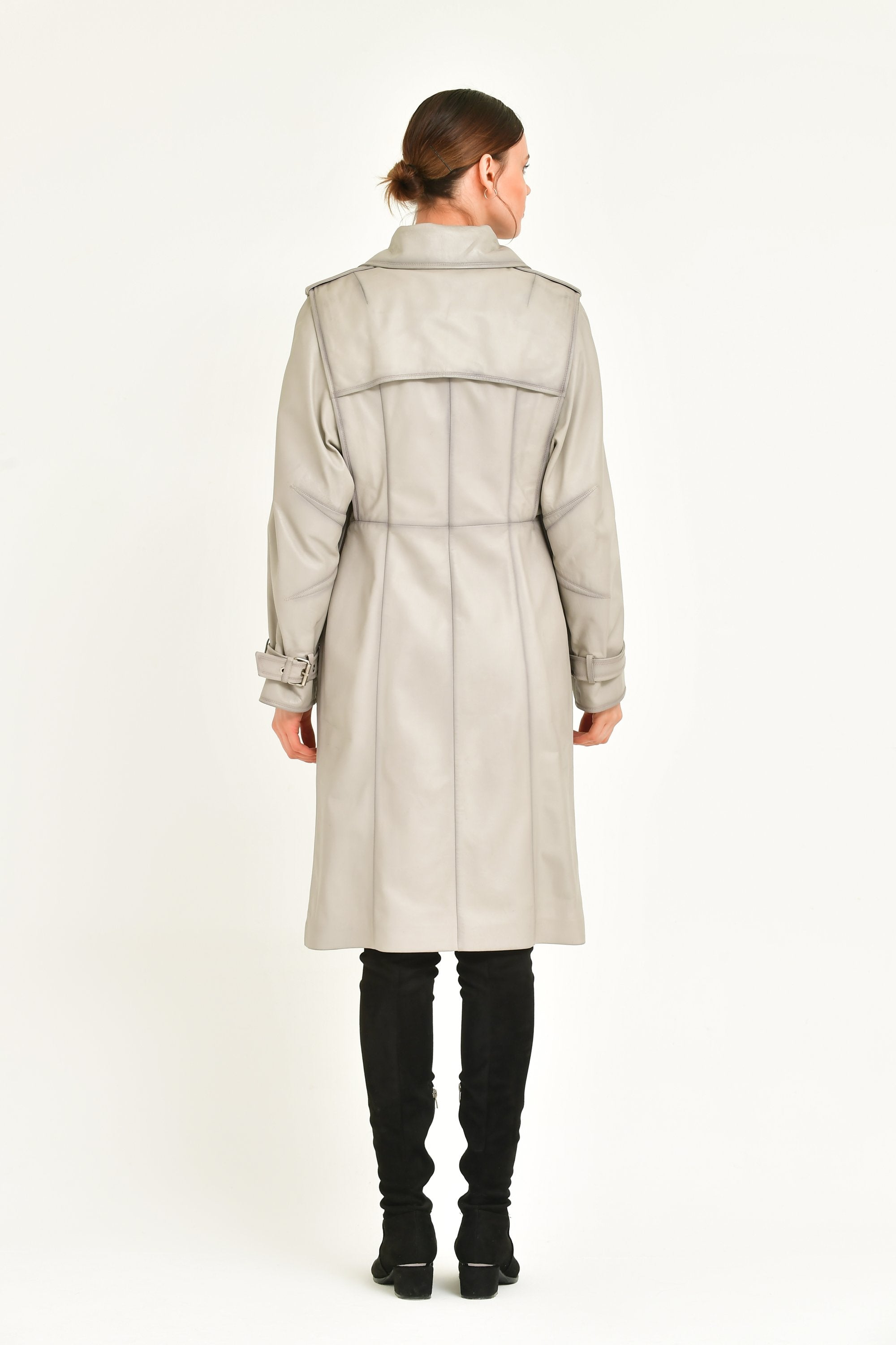 Beige Leather Trenchcoats