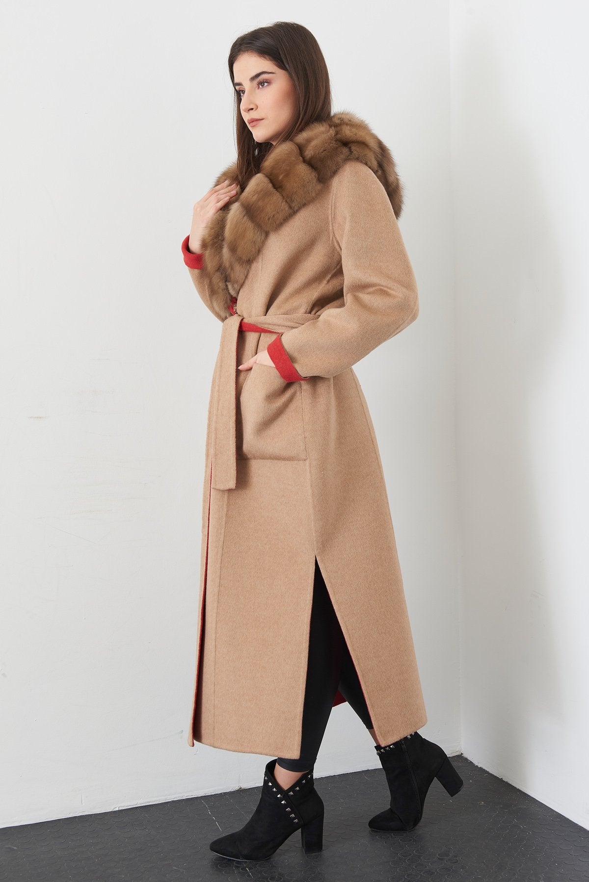 Beige Long Cashmere Coat
