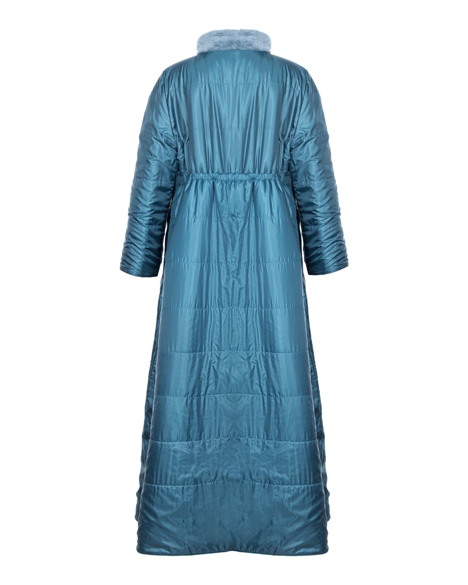 Blue Long Shearling Coat