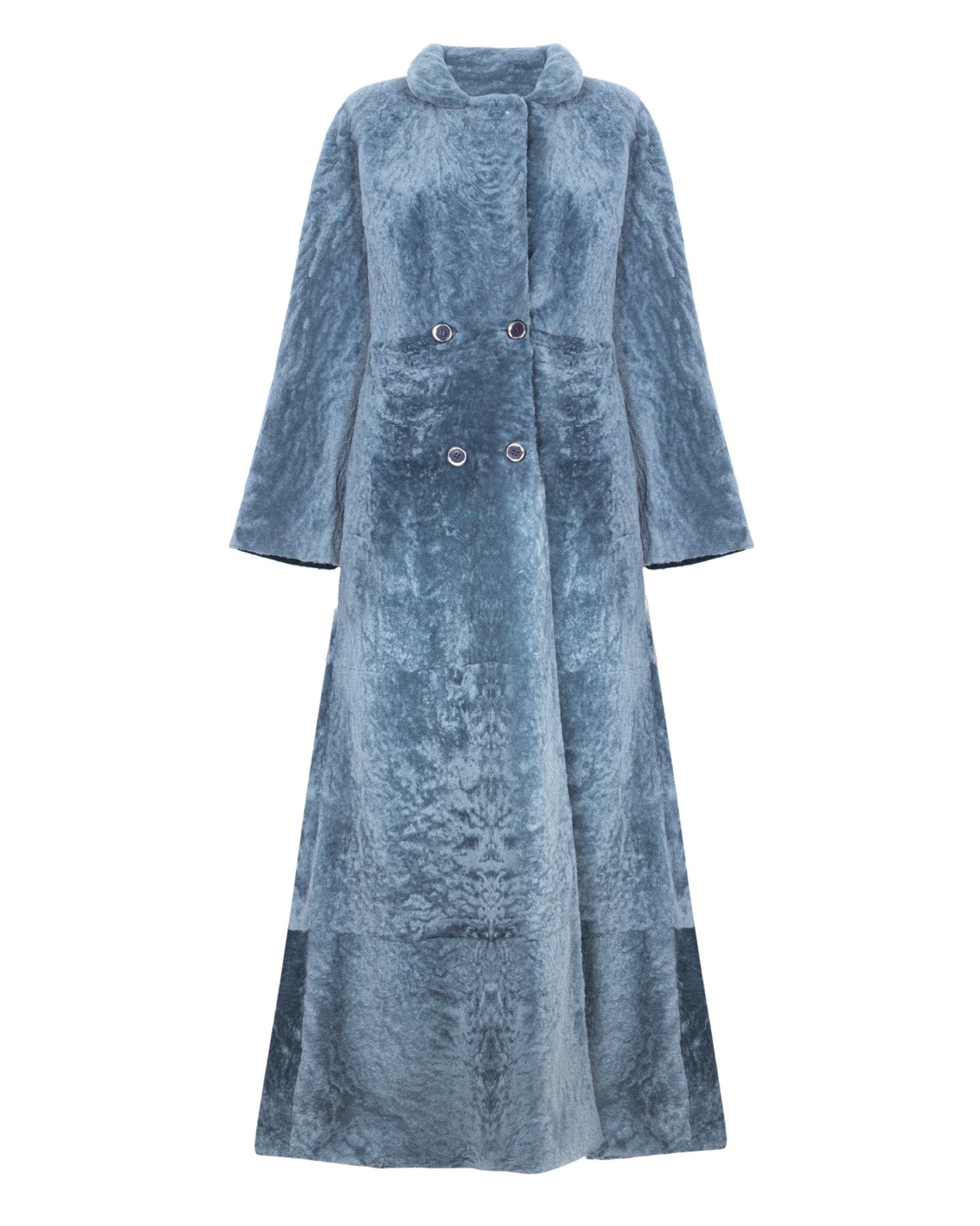 Blue Long Shearling Coat