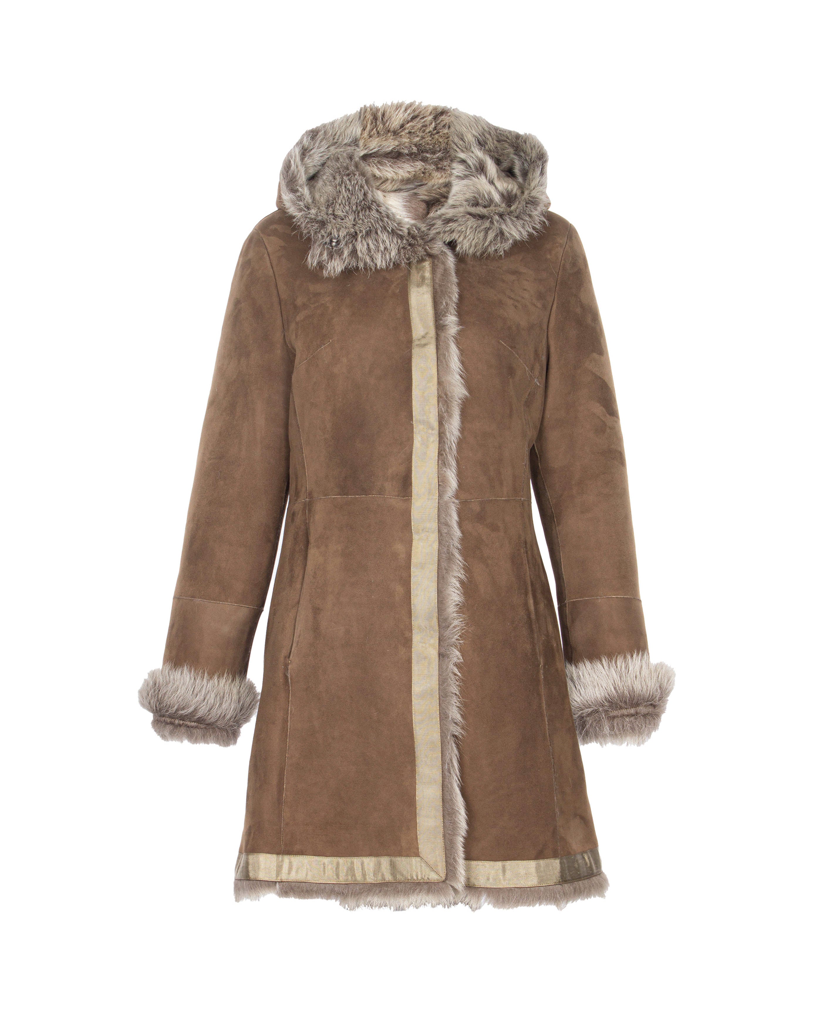Brown Suede Leather Coat