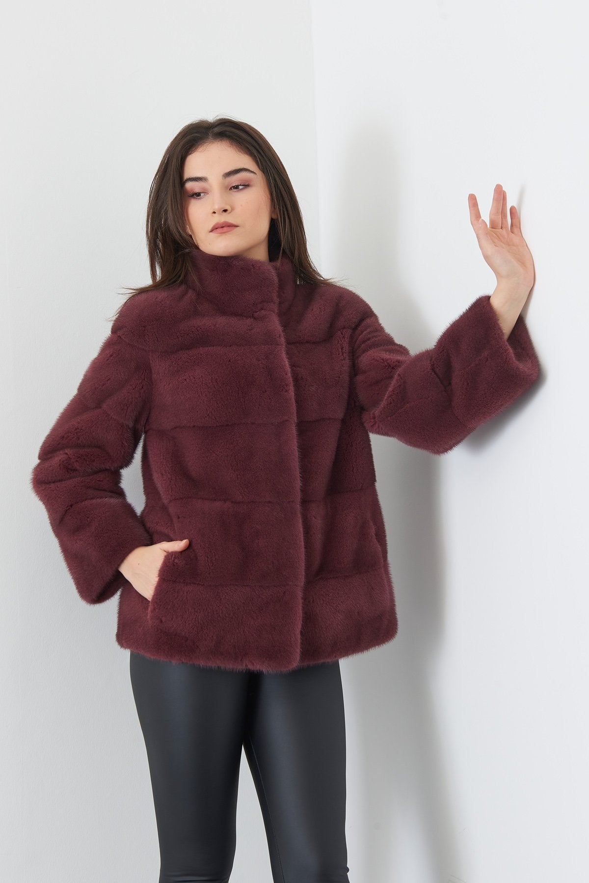 Burgundy Mink Fur Coat